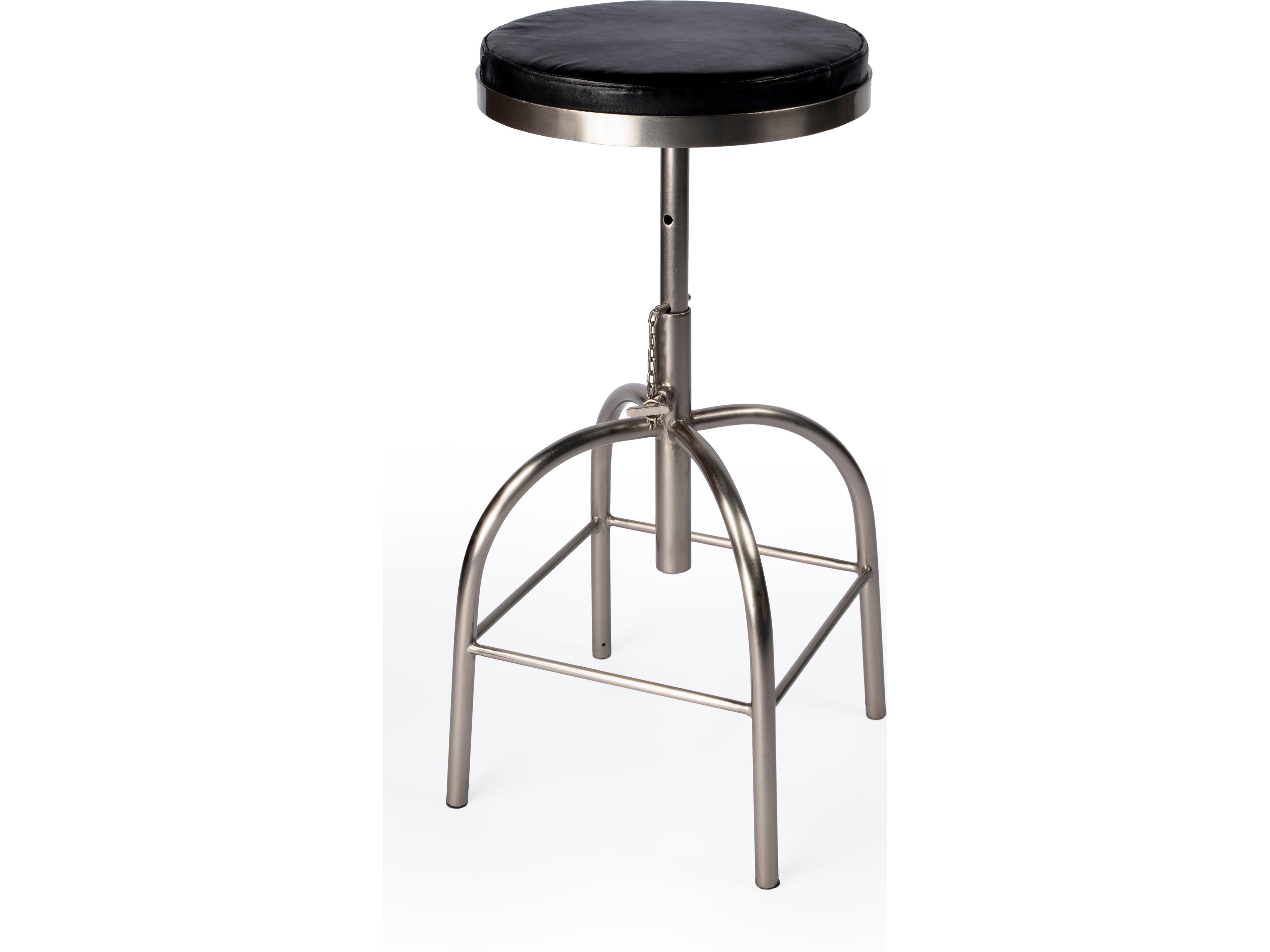 Clyde Black Leather Adjustable Bar Stool