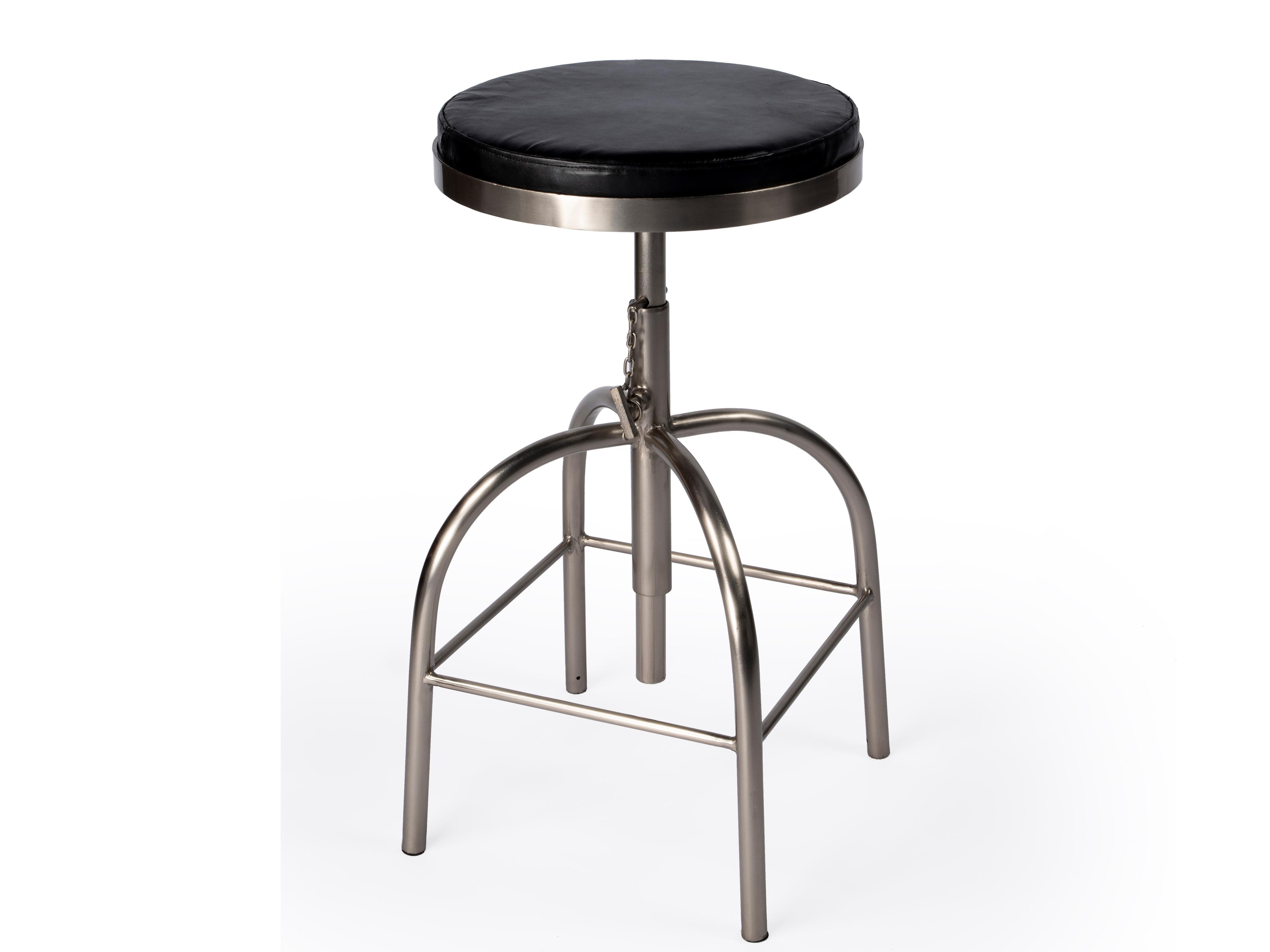 Butler Clyde Black Leather Adjustable Bar Stool