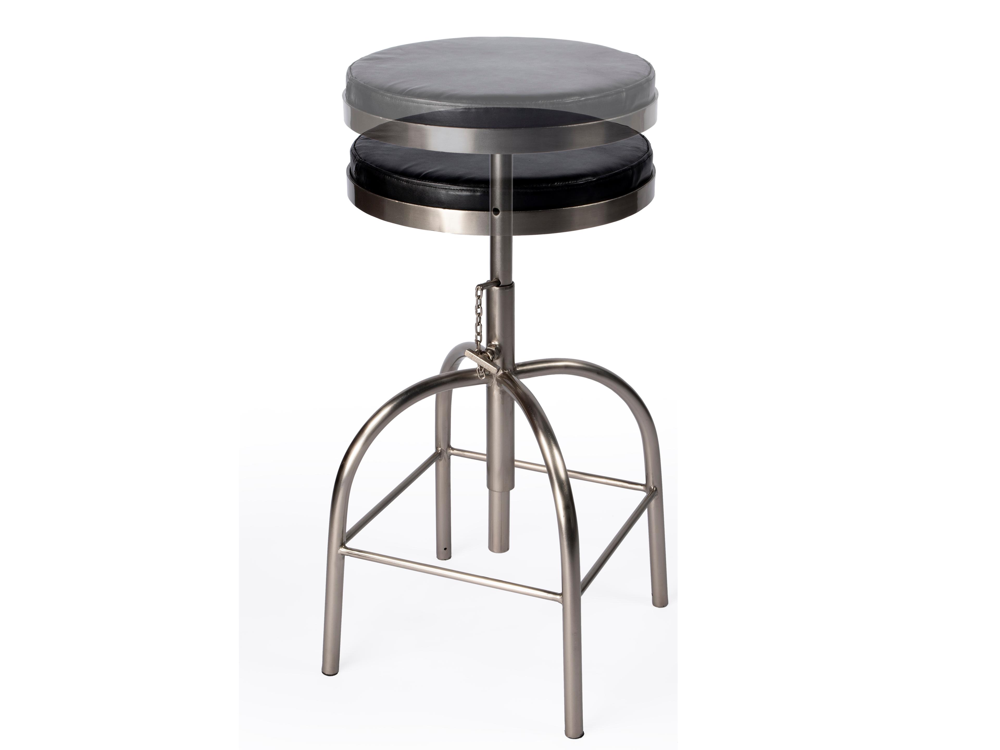 Butler Clyde Black Leather Adjustable Bar Stool