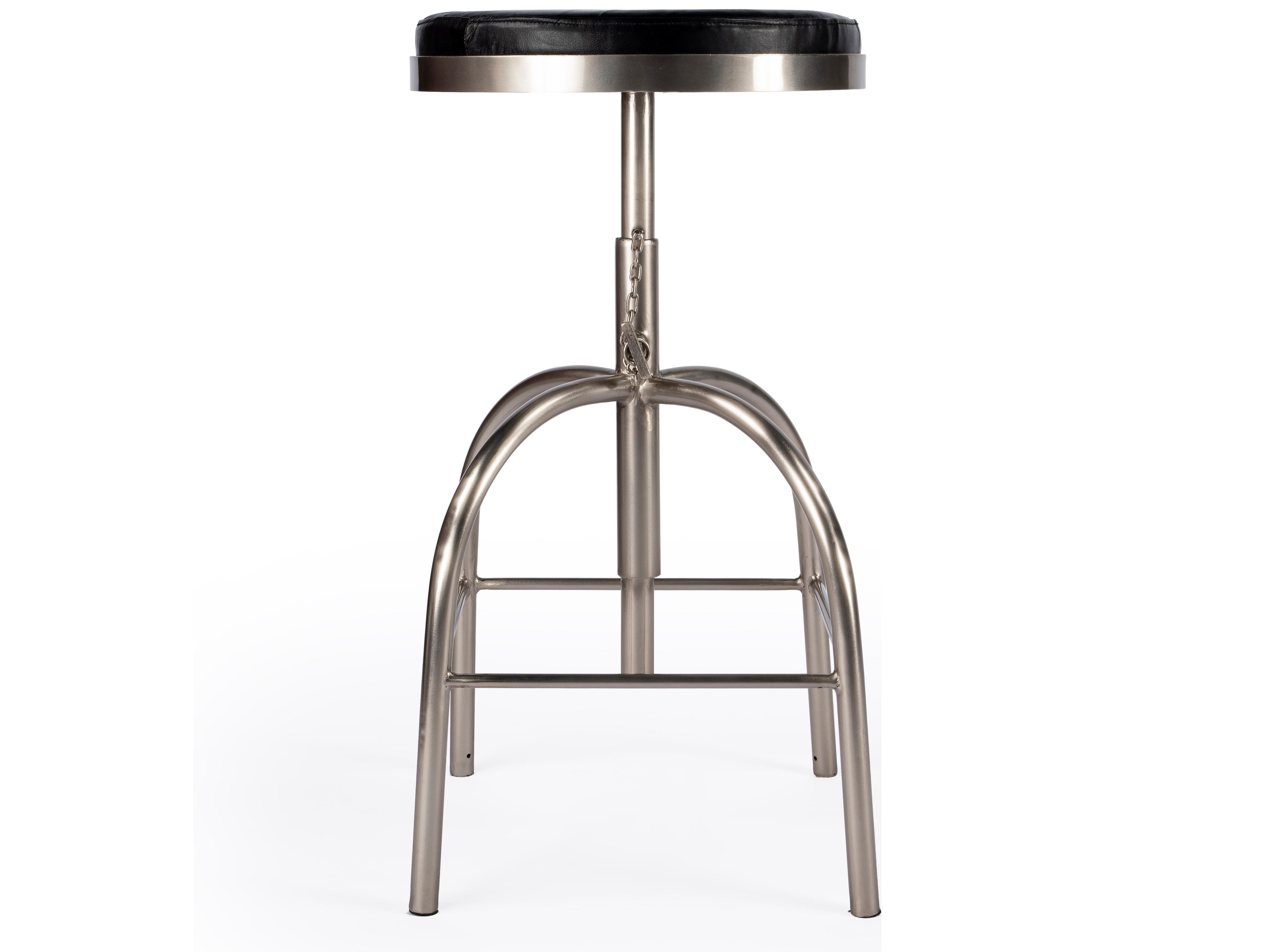 Butler Clyde Black Leather Adjustable Bar Stool