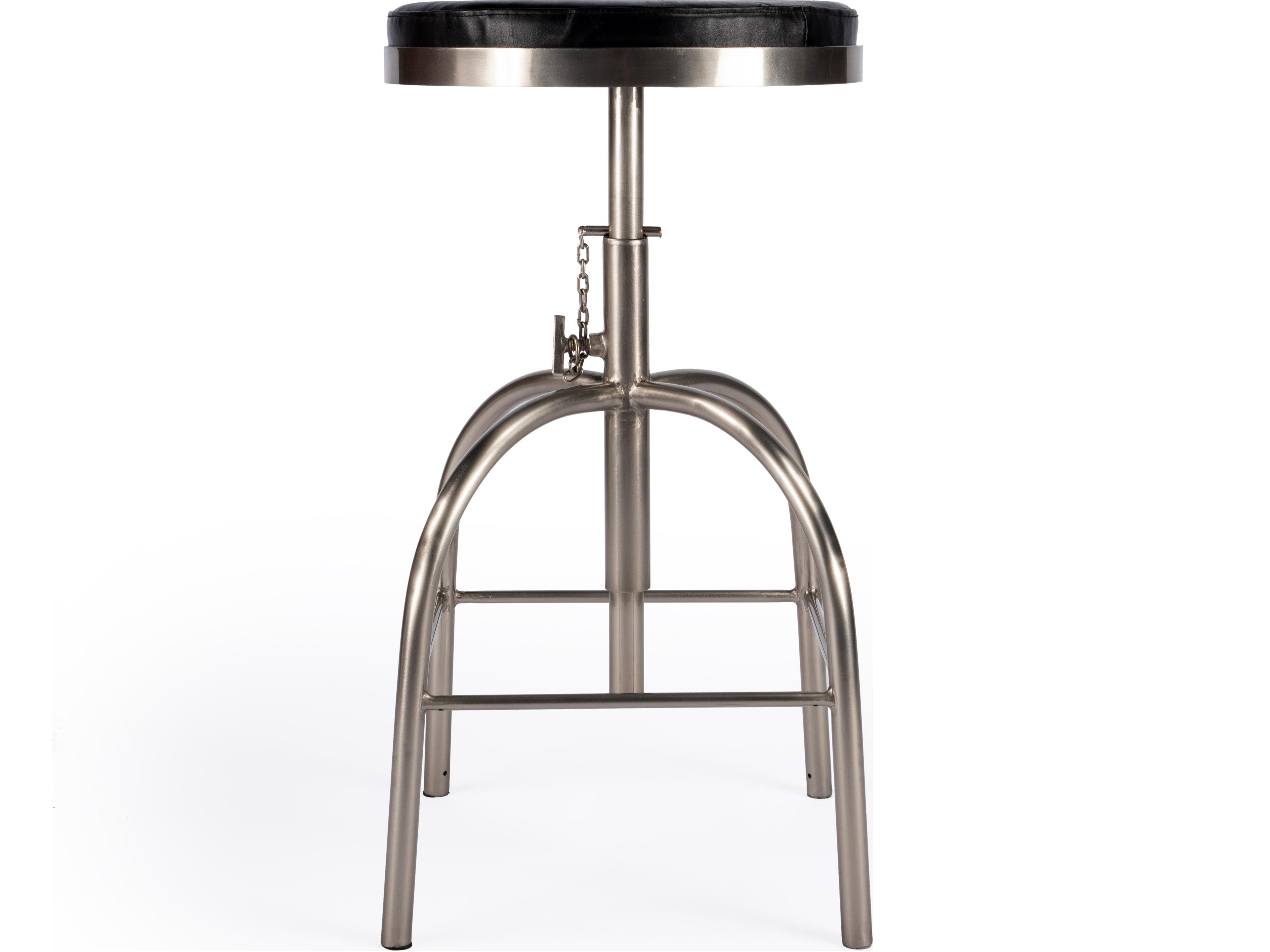 Butler Clyde Black Leather Adjustable Bar Stool