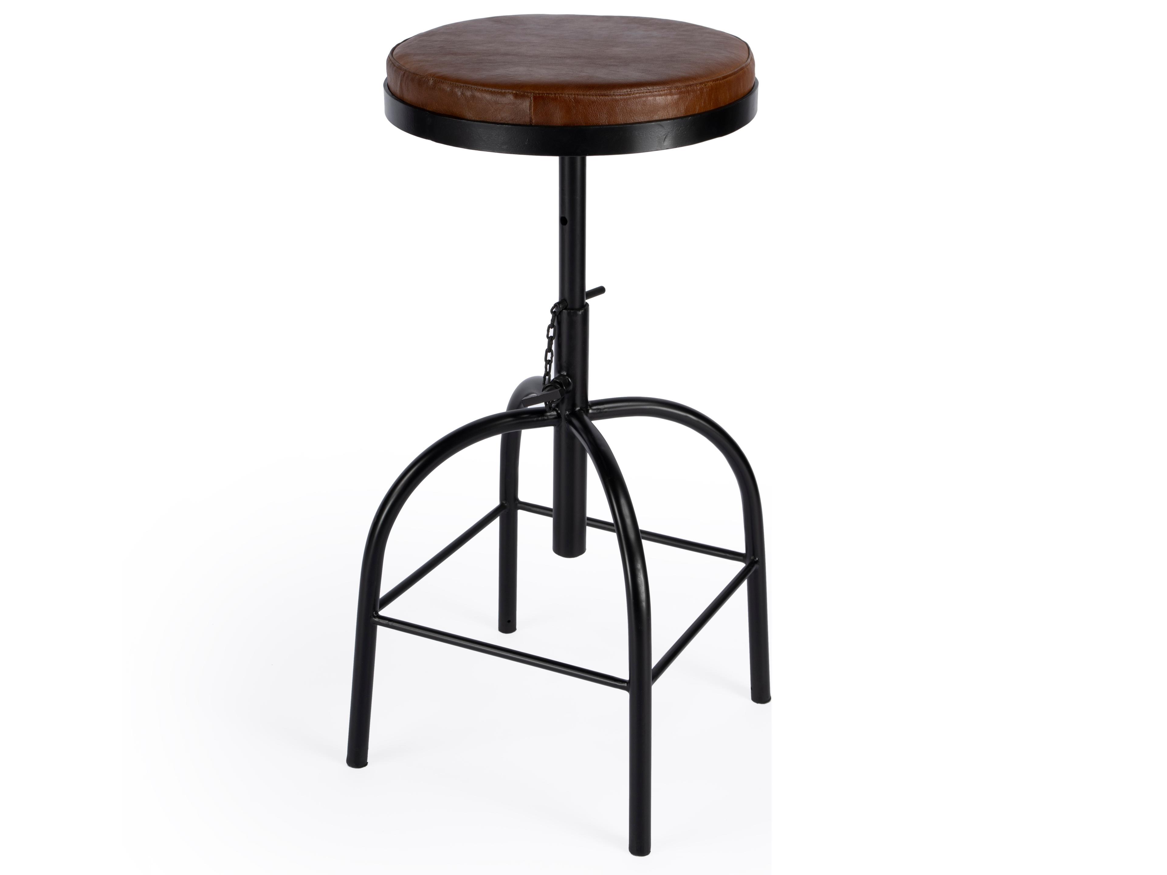 Butler Clyde Brown Leather Adjustable Bar Stool