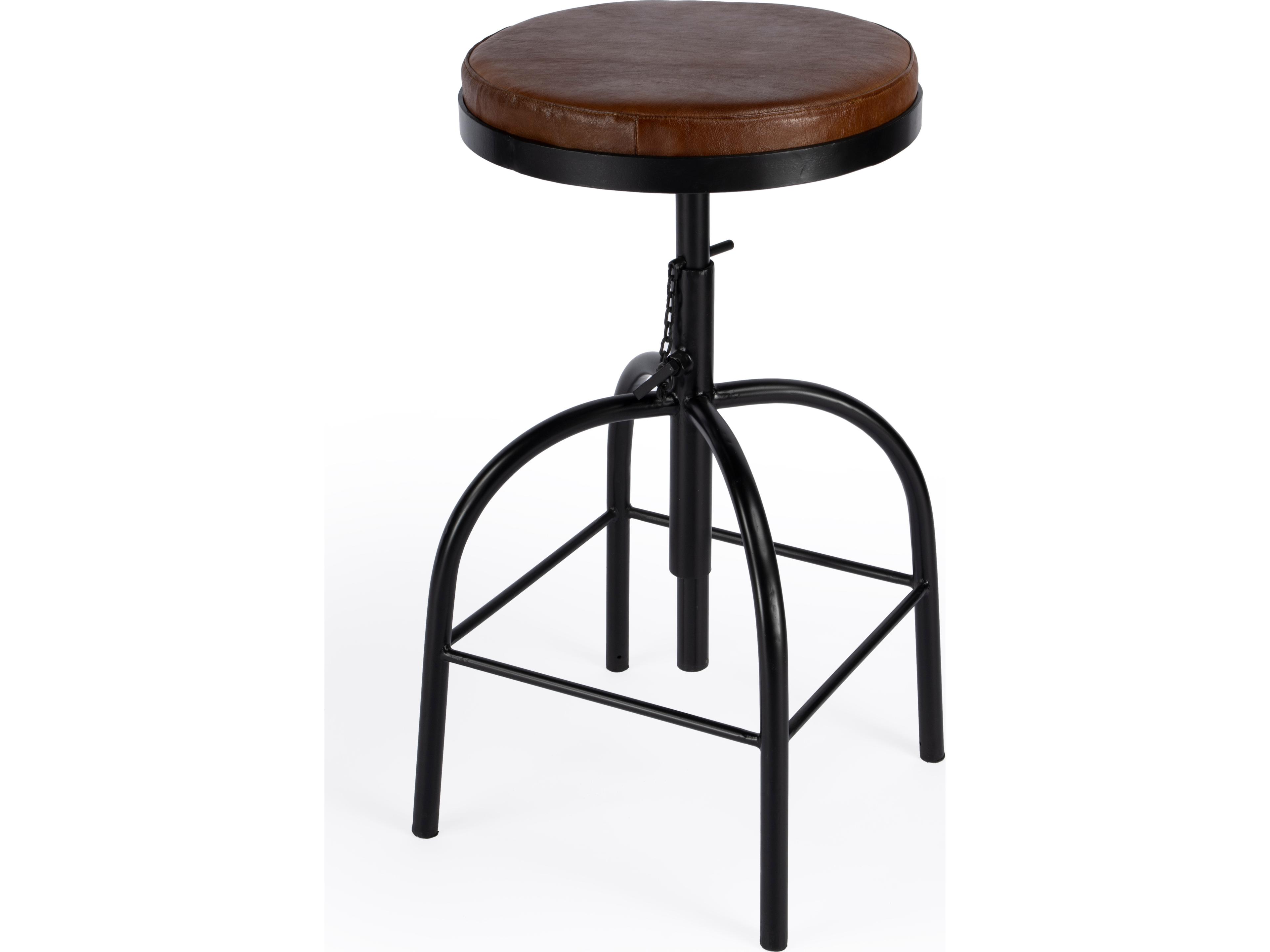Butler Clyde Brown Leather Adjustable Bar Stool