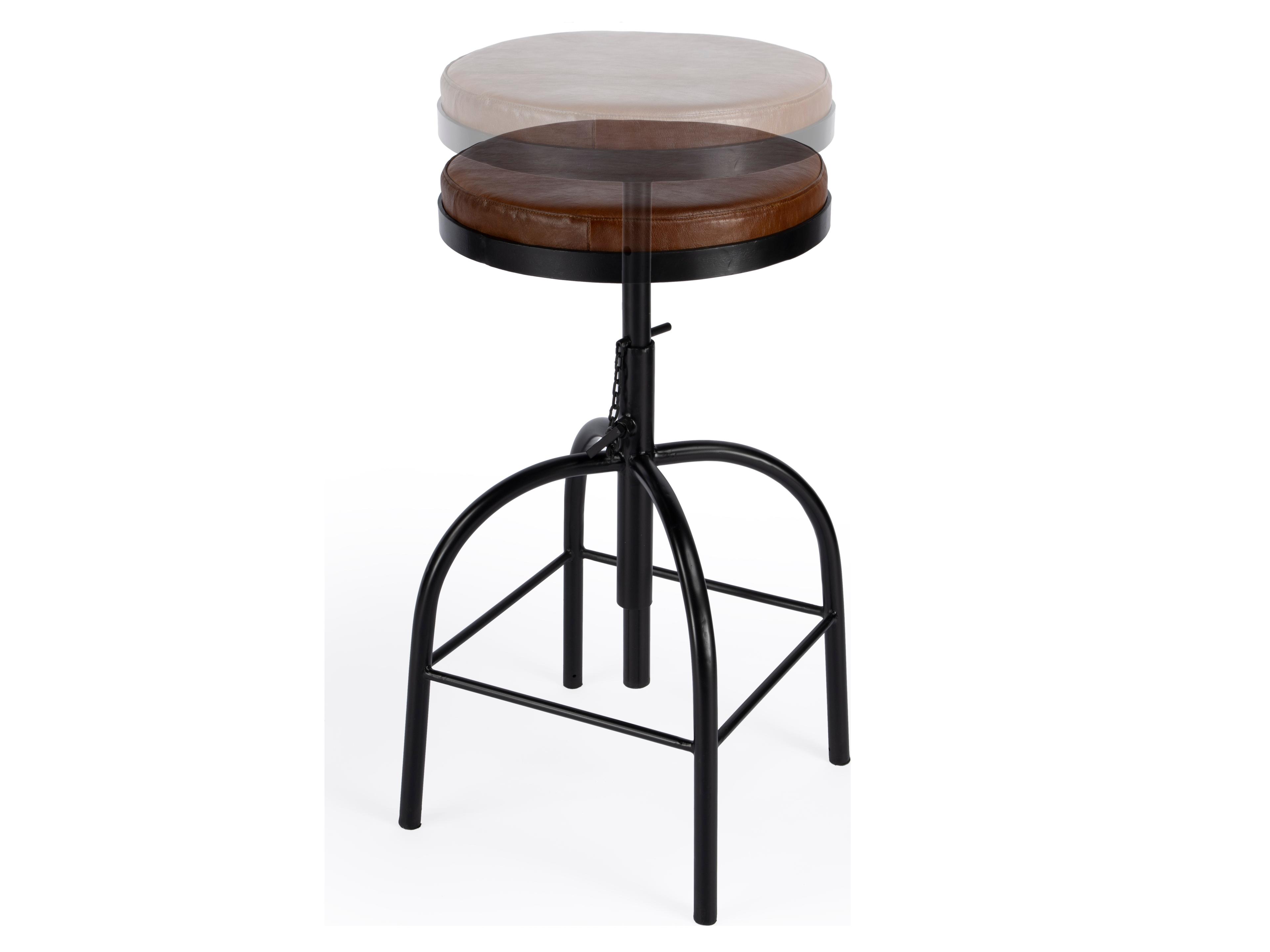 Butler Clyde Brown Leather Adjustable Bar Stool
