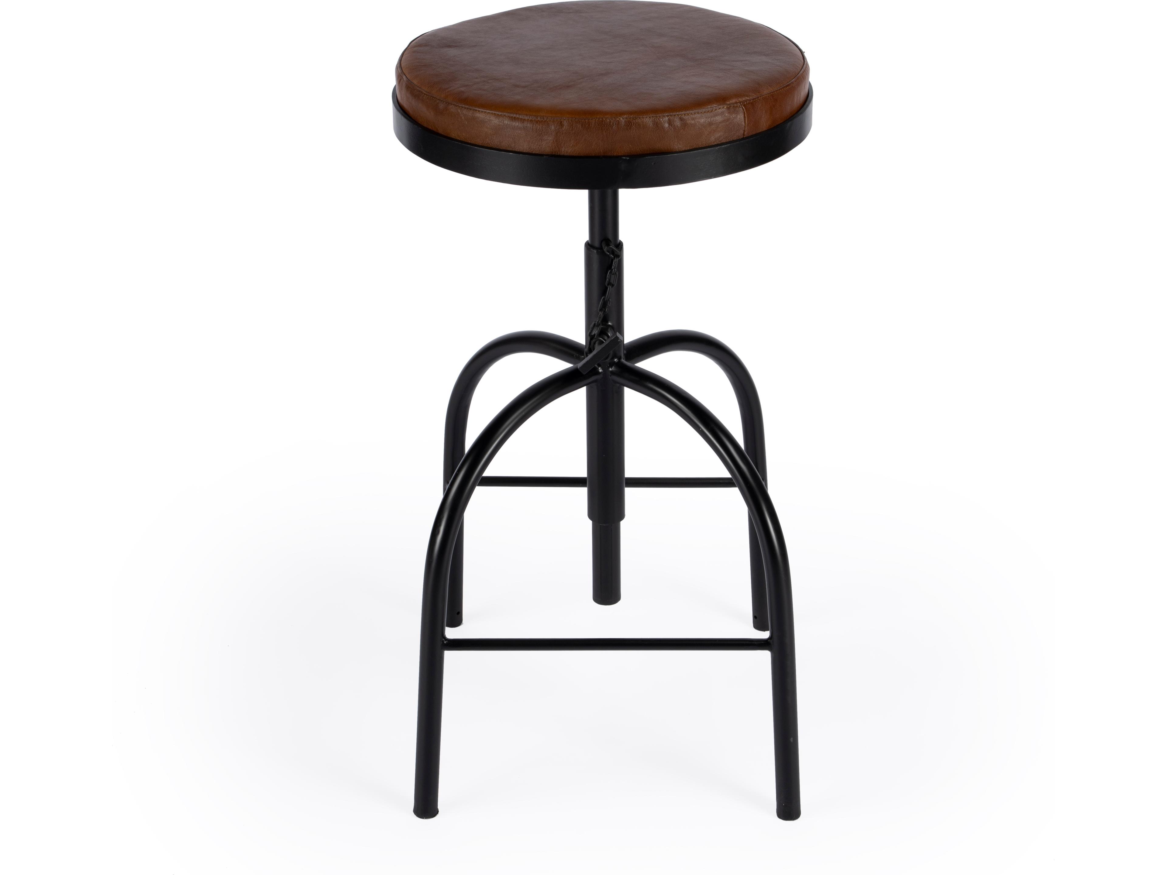 Butler Clyde Brown Leather Adjustable Bar Stool