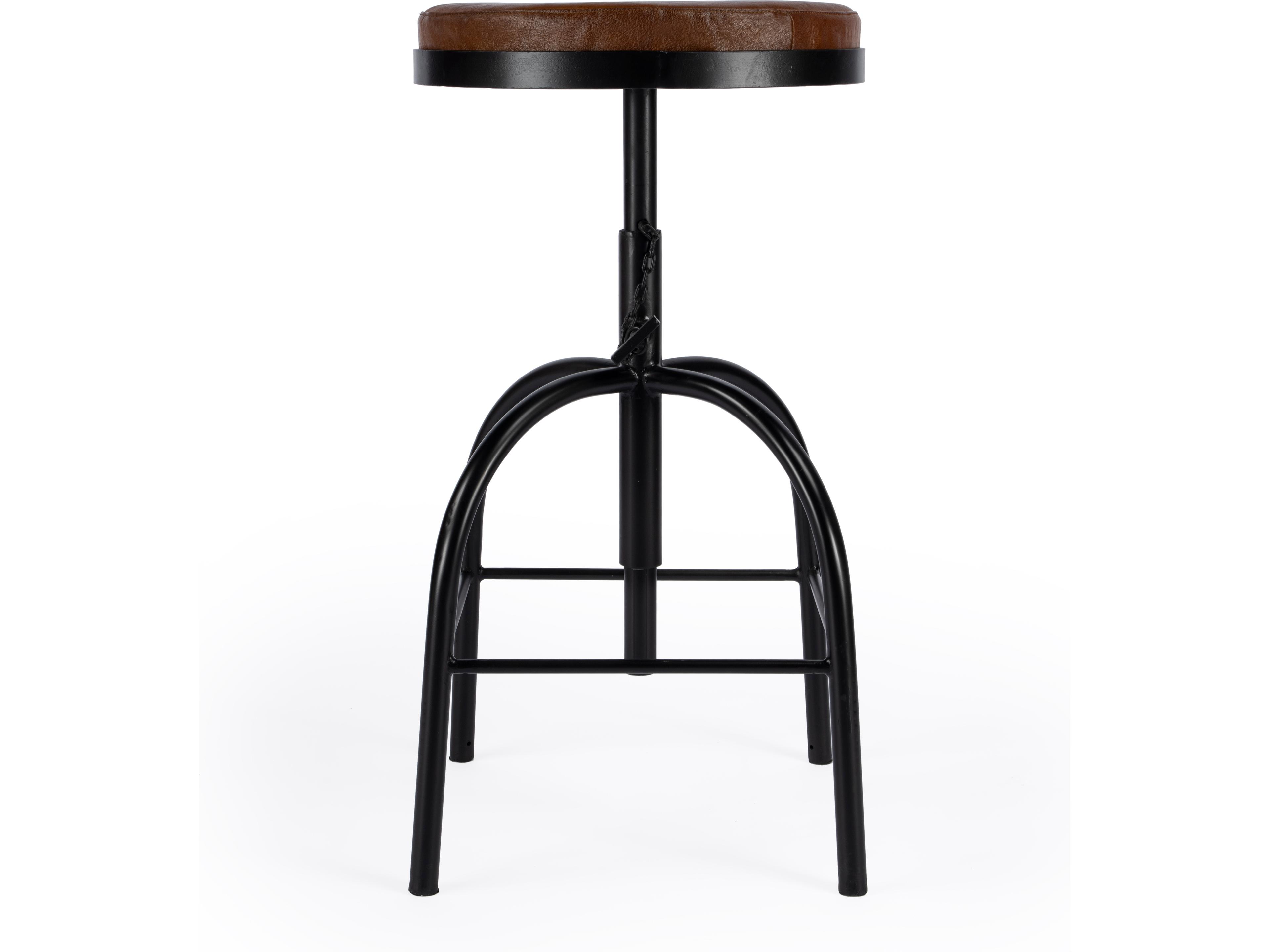 Butler Clyde Brown Leather Adjustable Bar Stool