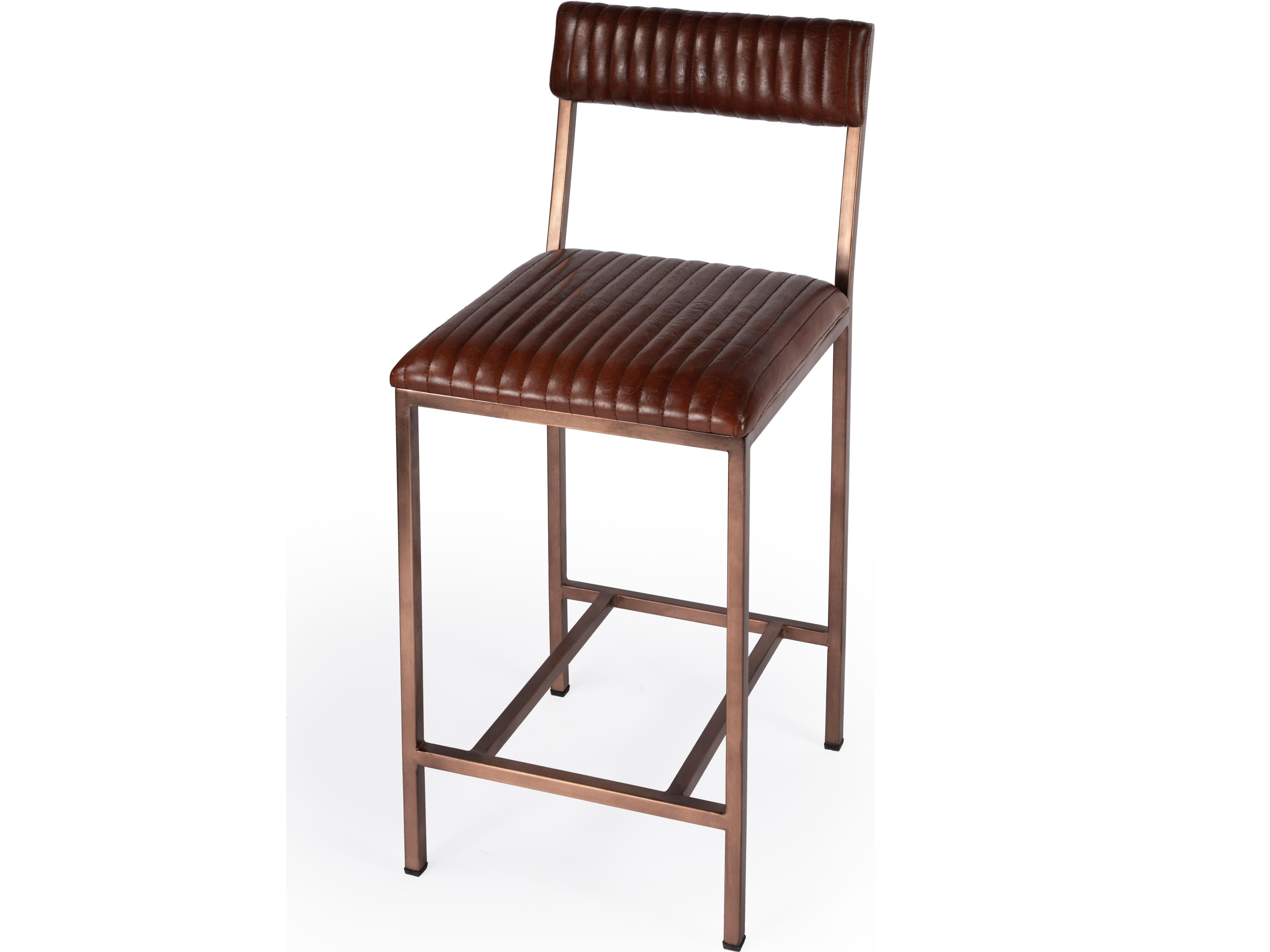 Houston Brown Leather Counter Stool