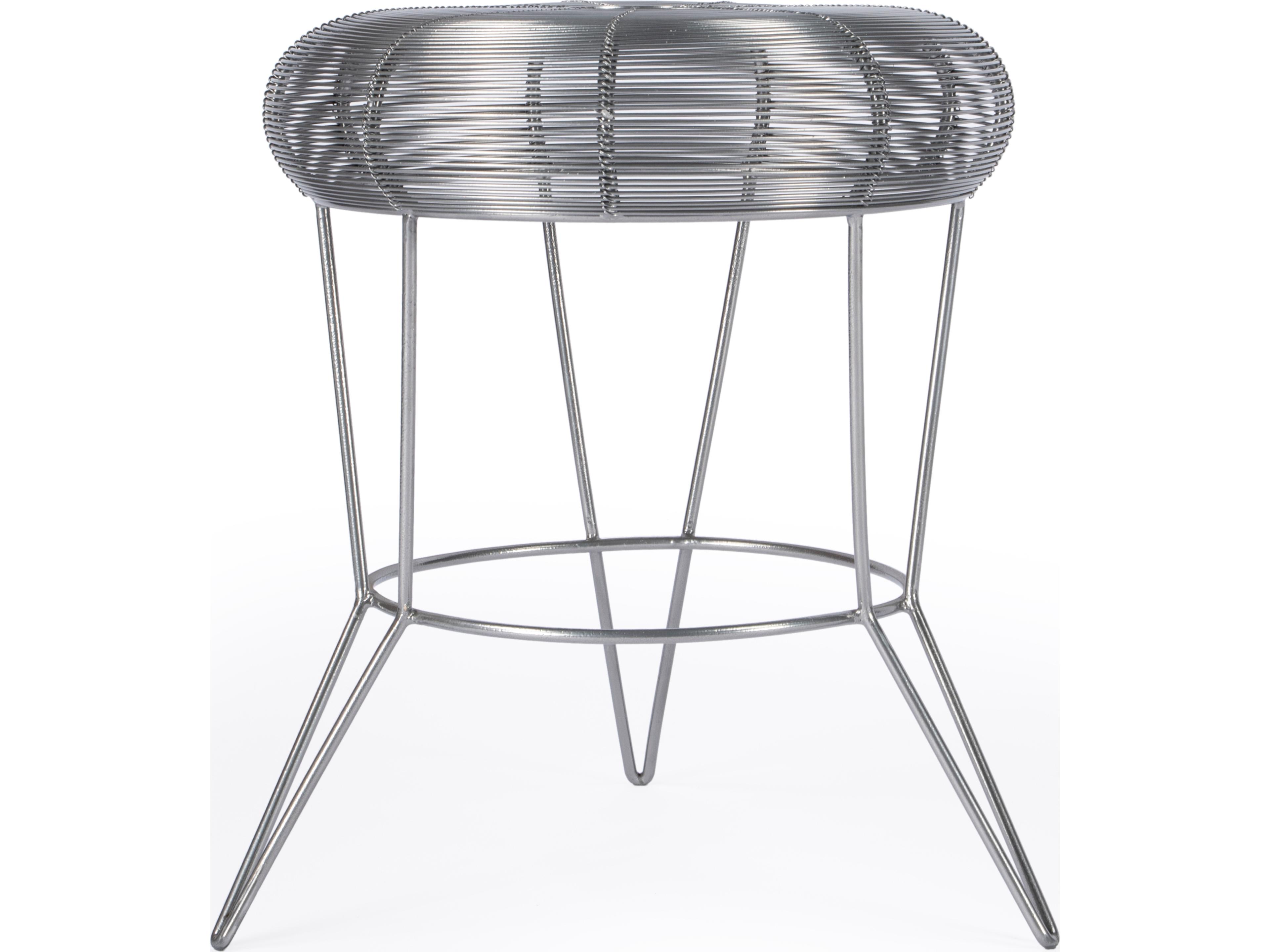 Butler Allen Round Metal Nickel Plated End Table