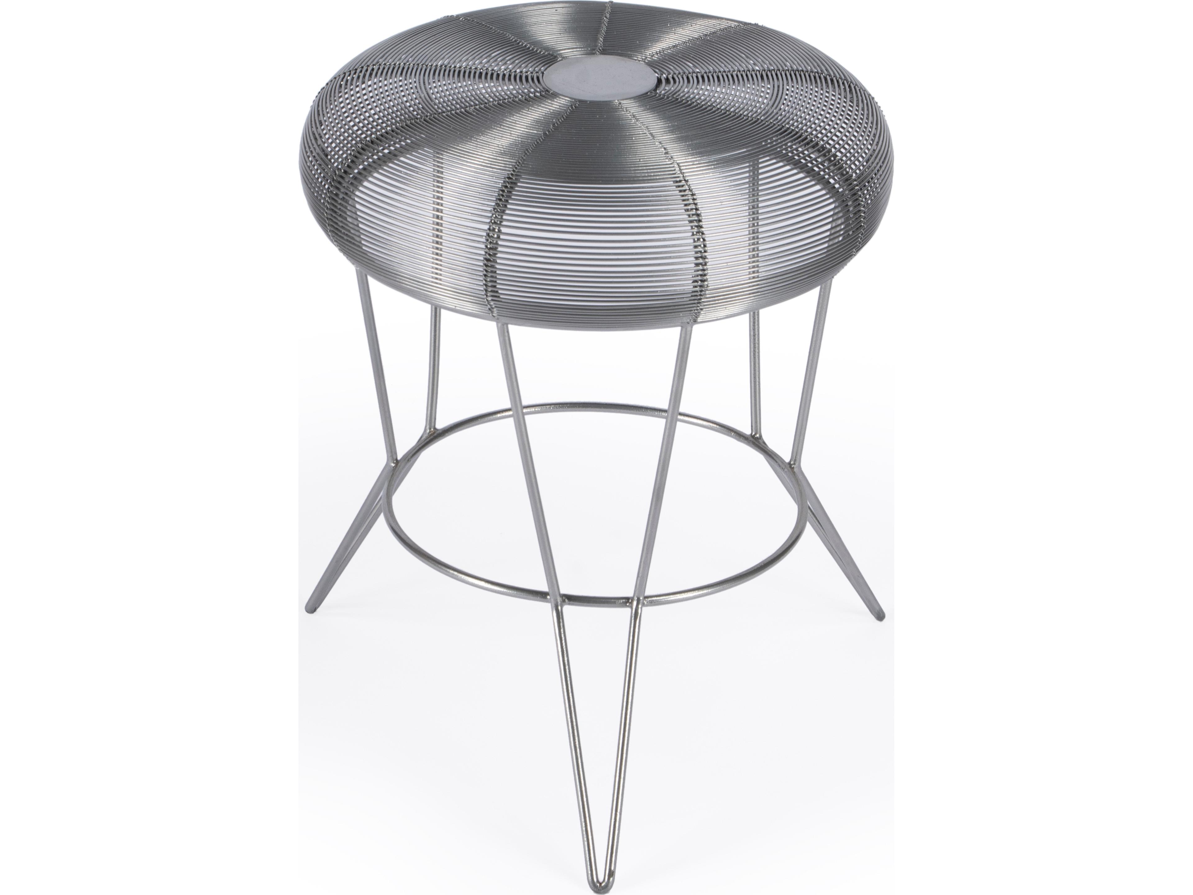 Butler Allen Round Metal Nickel Plated End Table