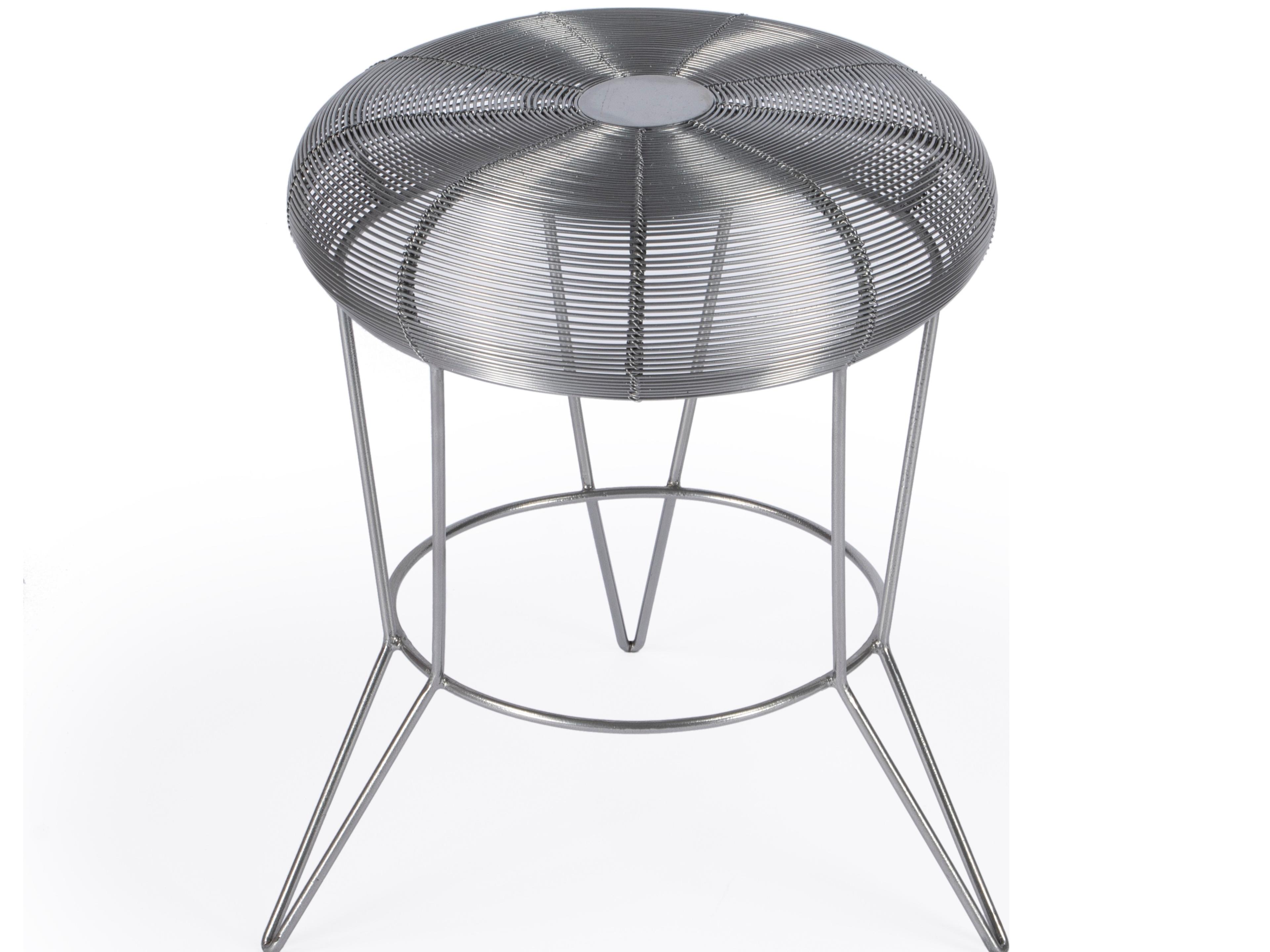 Butler Allen Round Metal Nickel Plated End Table