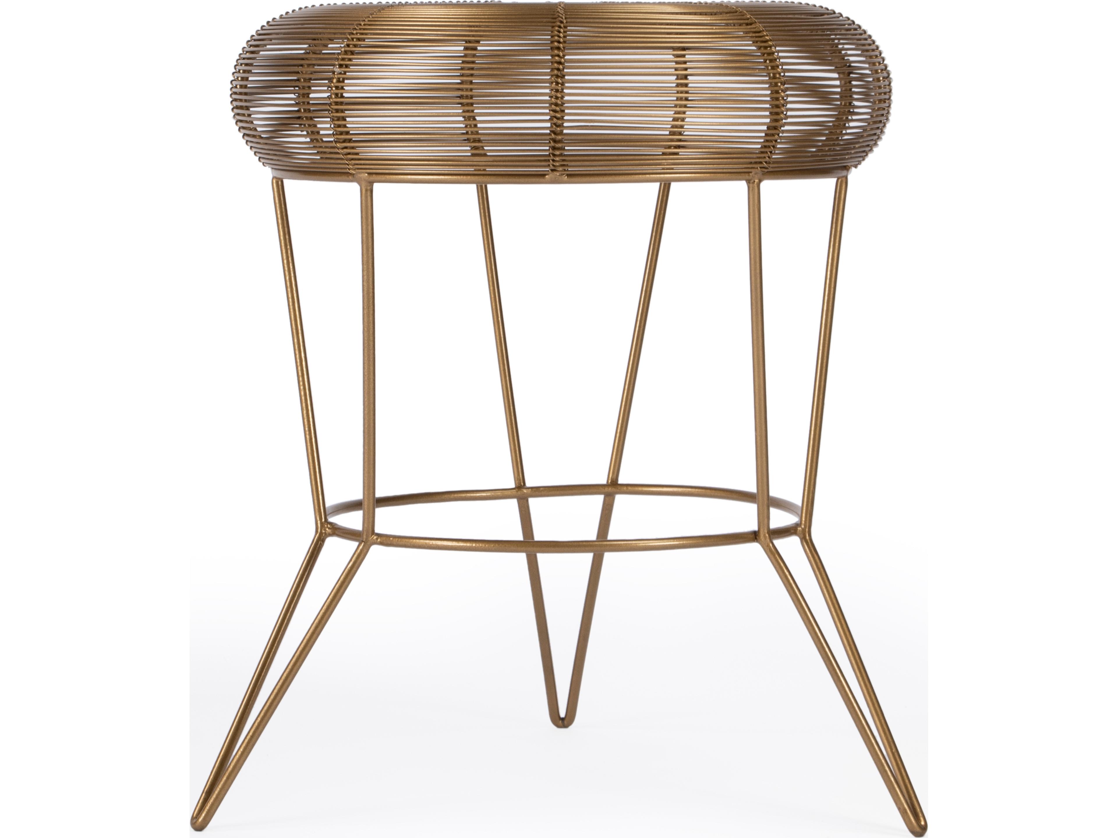 Butler Allen Round Metal Antique Gold End Table