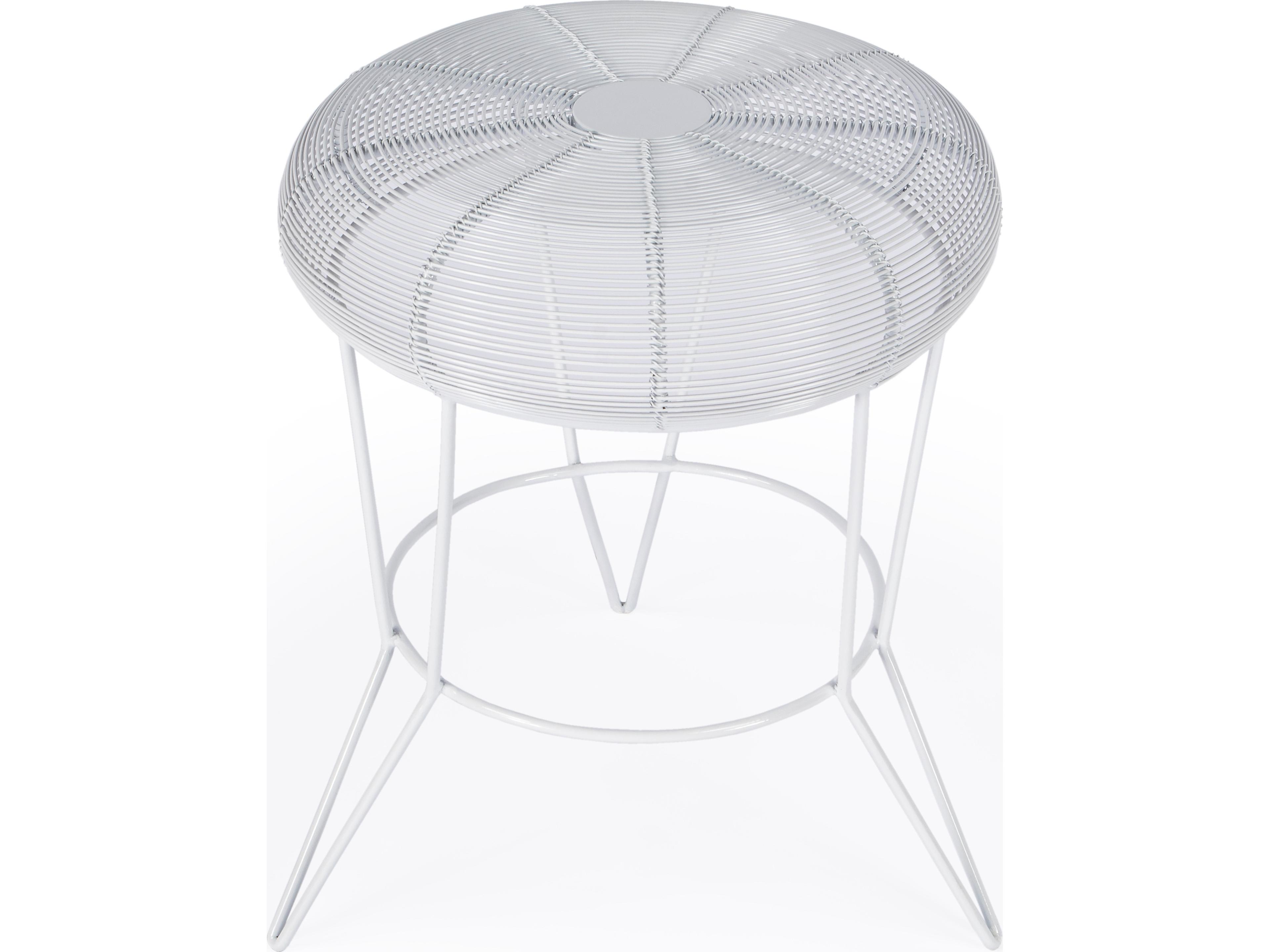 Allen Round Metal White End Table