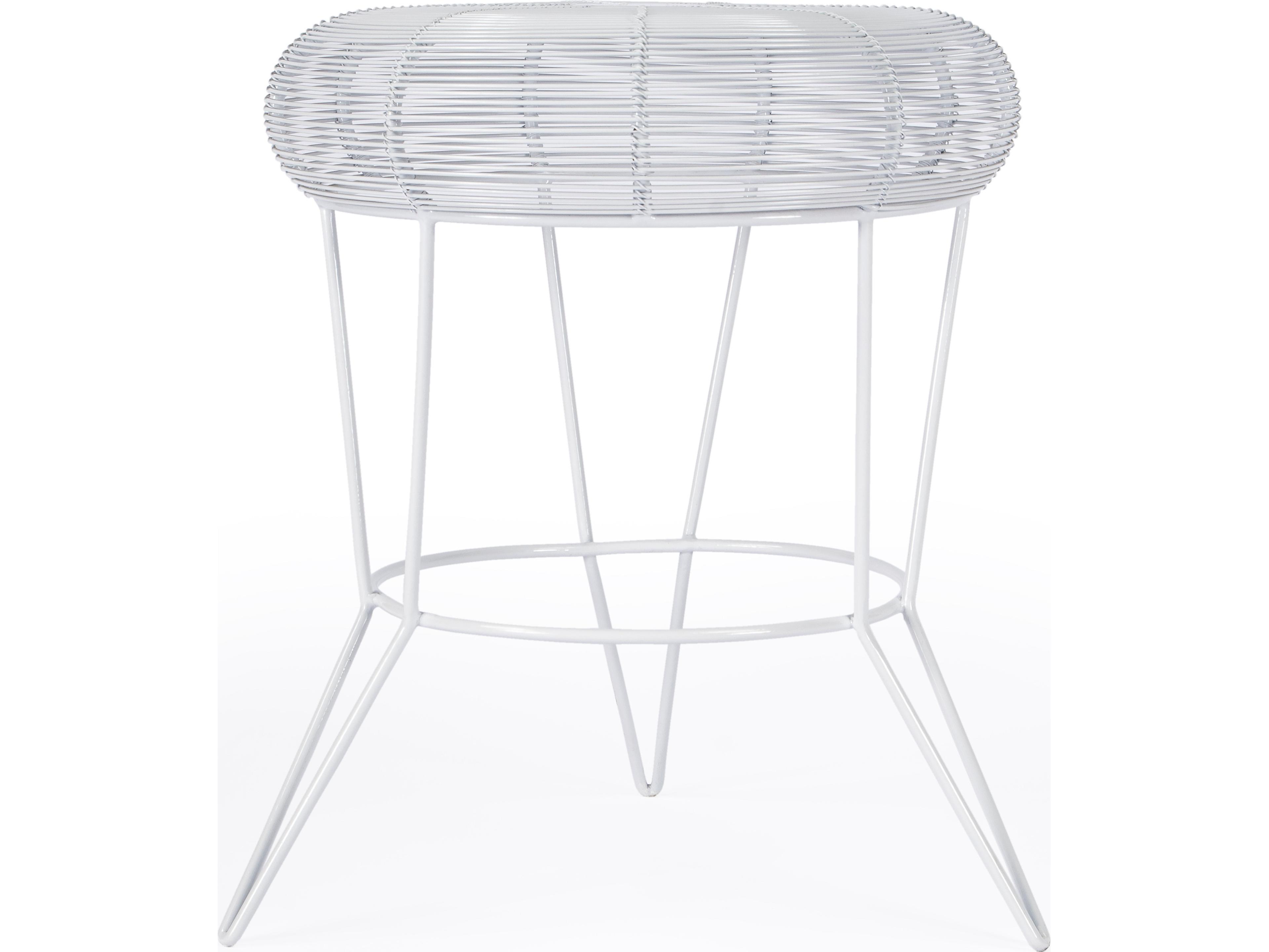 Butler Allen Round Metal White End Table