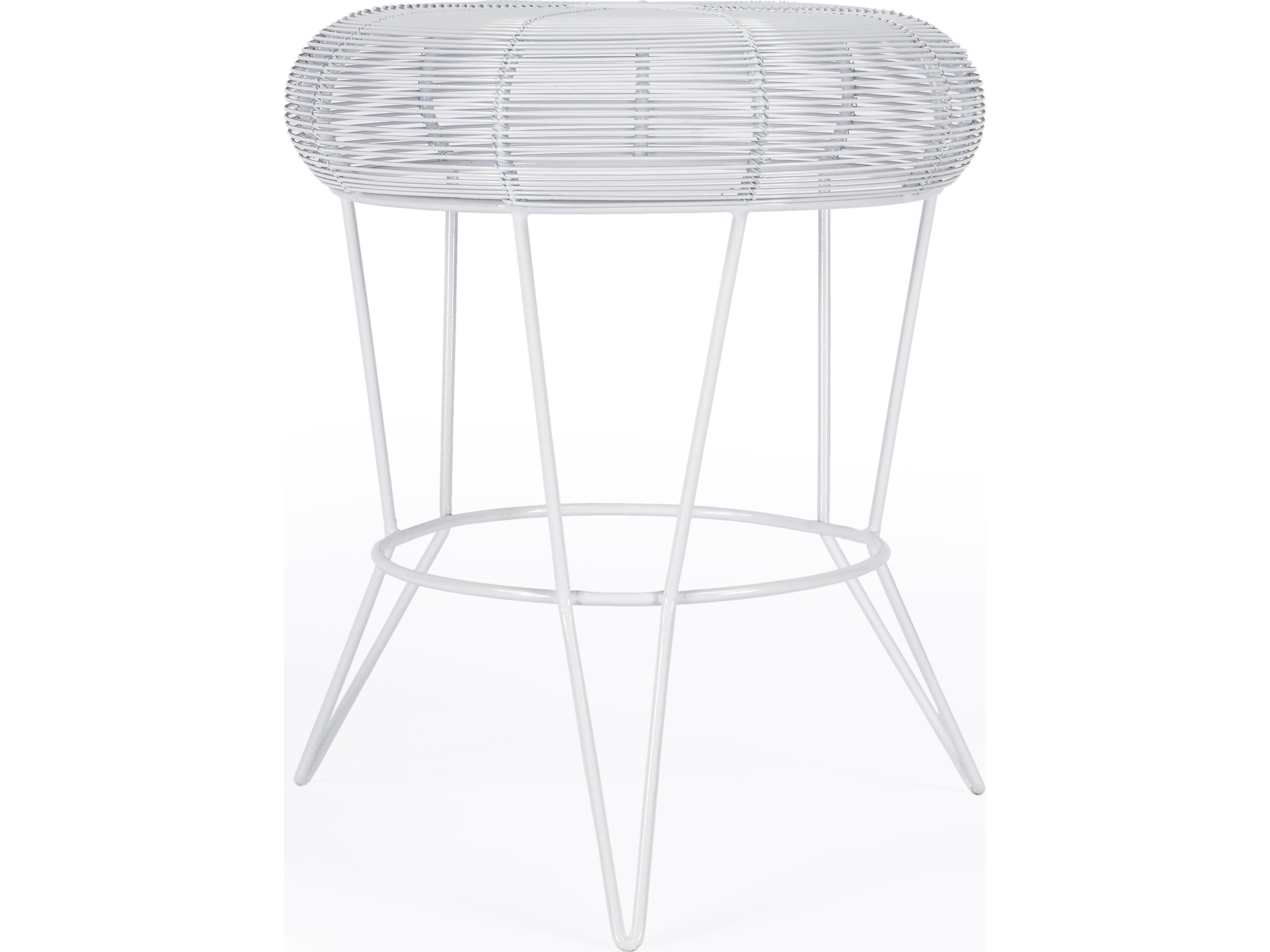 Butler Allen Round Metal White End Table