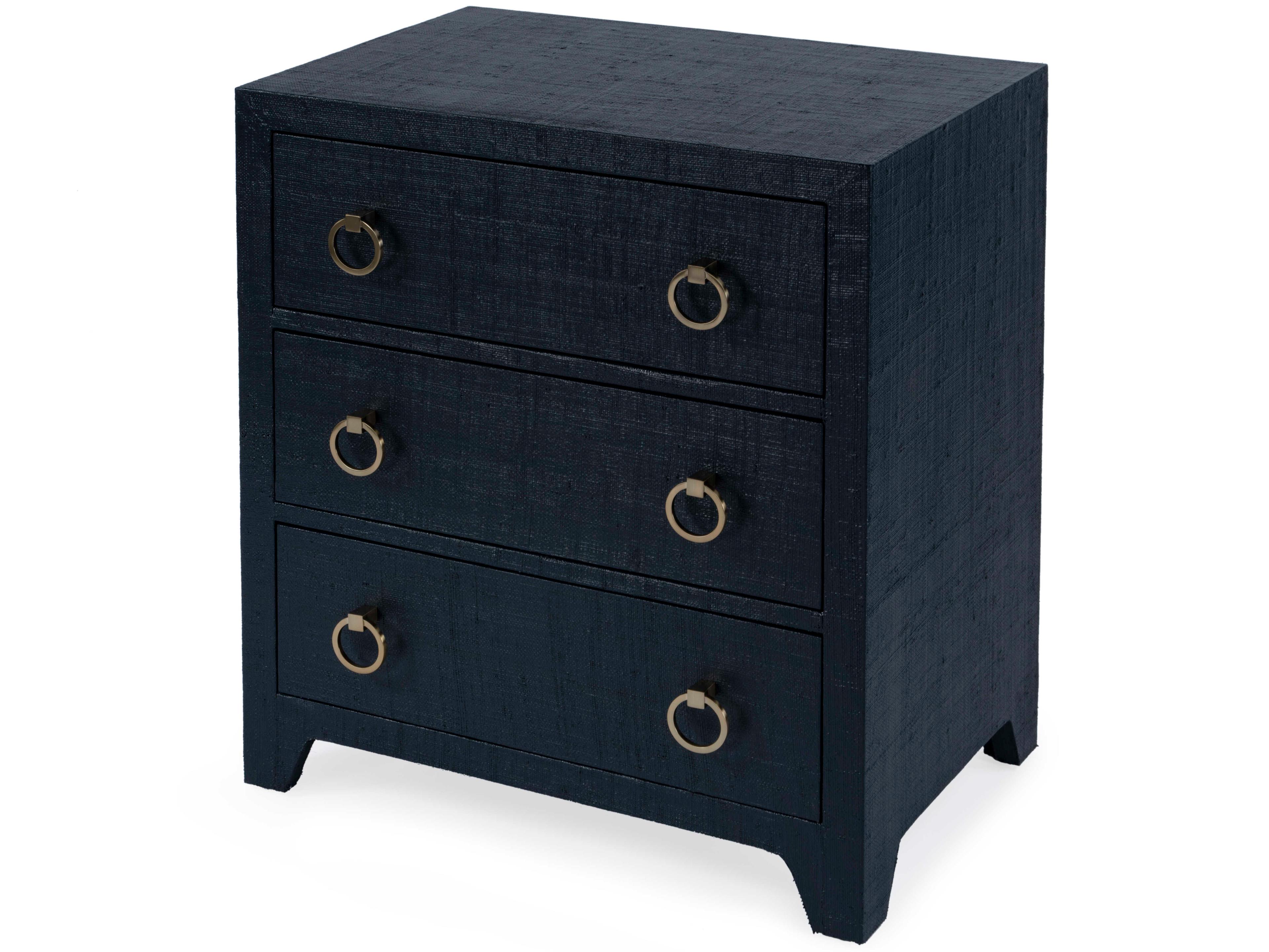 Bar Harbor 3-Drawers Blue Nightstand