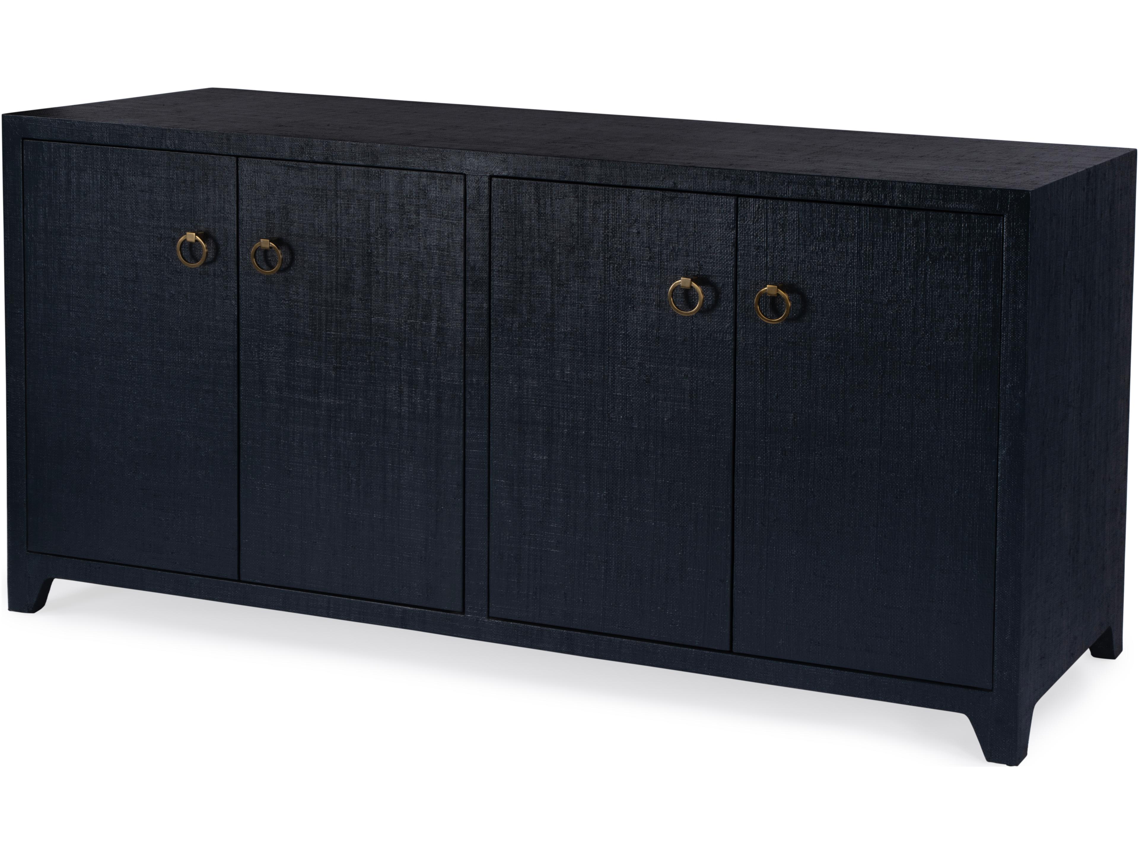 Bar Harbor 4-Door Saguran Raffia Sideboard in Navy Blue