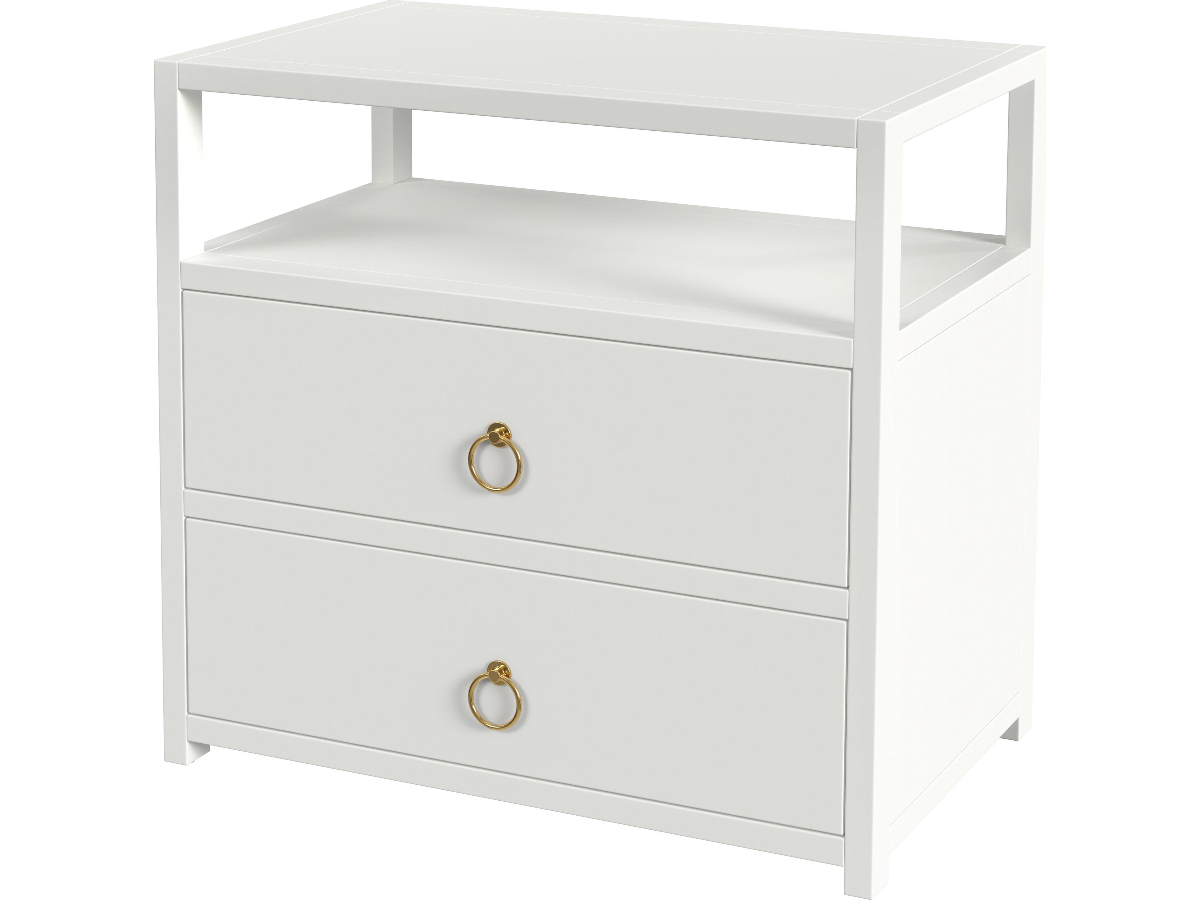 Lark 2-Drawer Nightstand with Open Shelf in Smooth White
