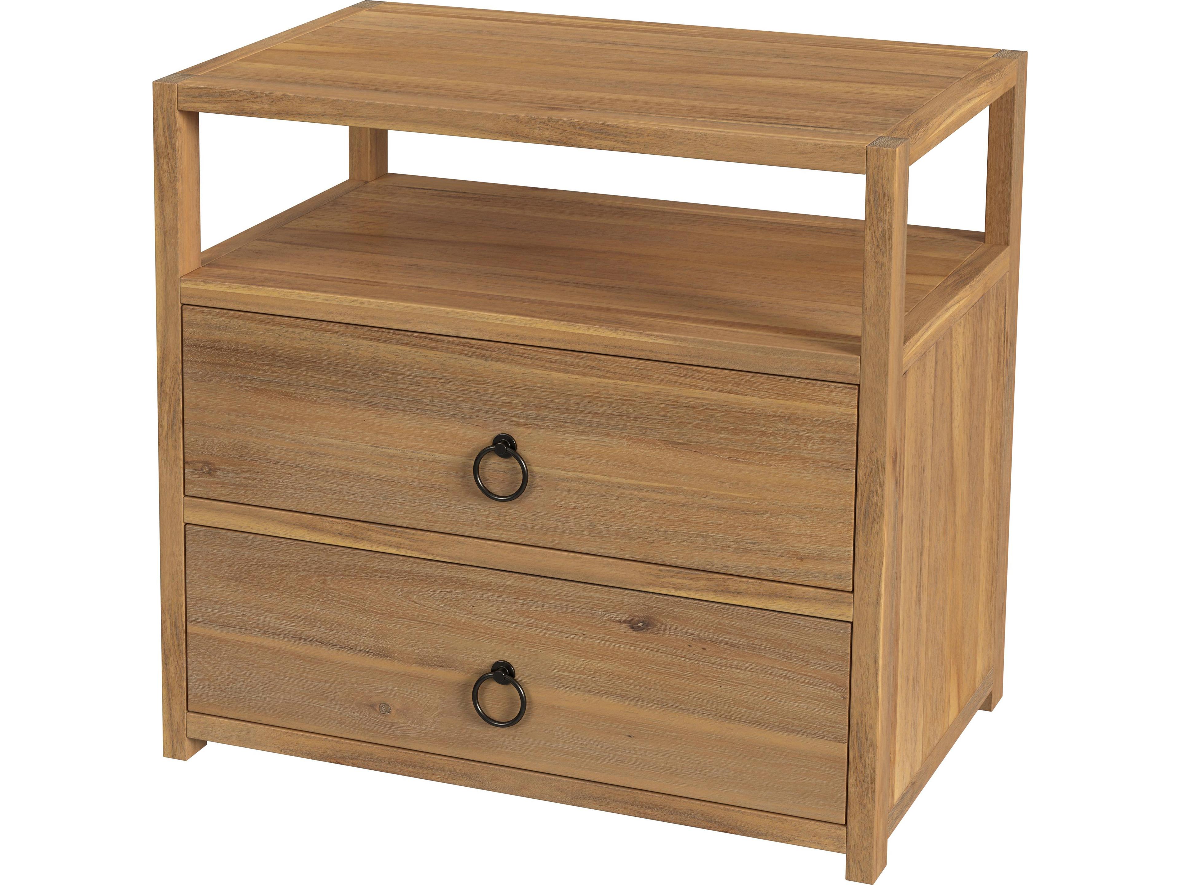 Lark 2-Drawers Pine Wood Nightstand