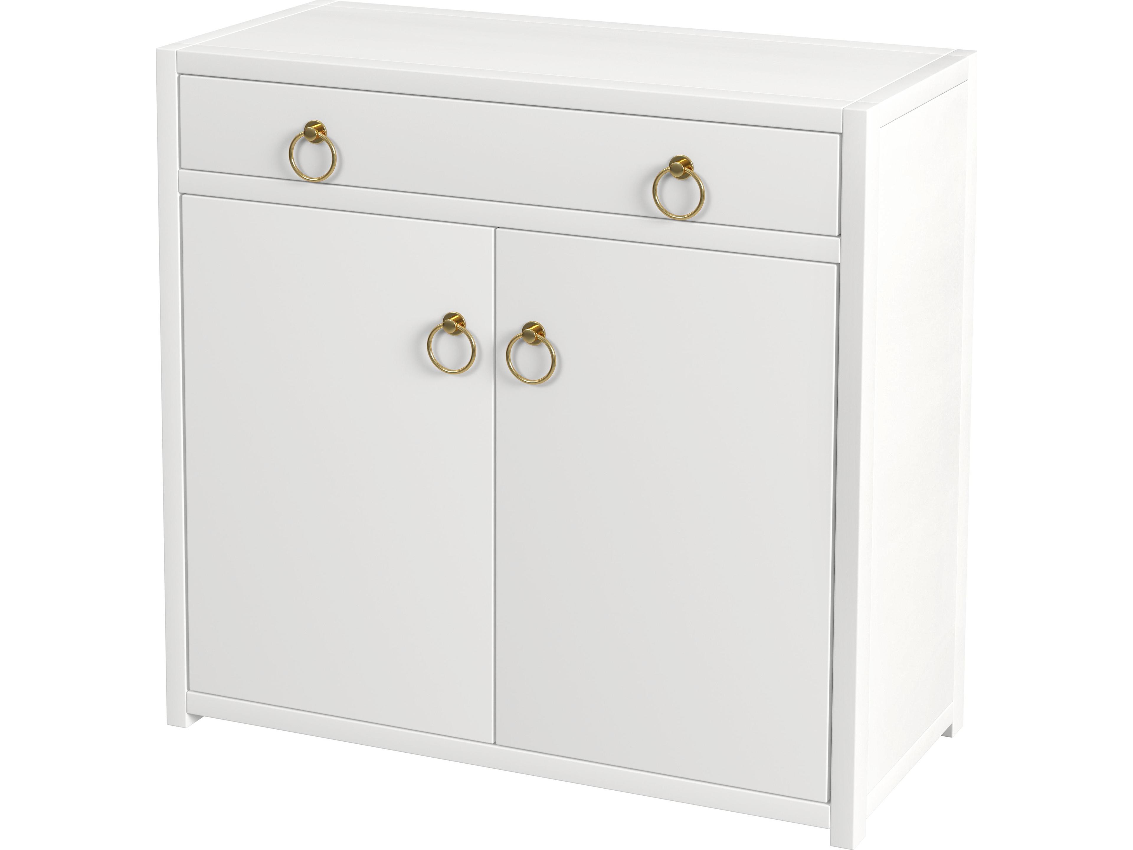 Butler Lark White Acacia Wood Accent Cabinet