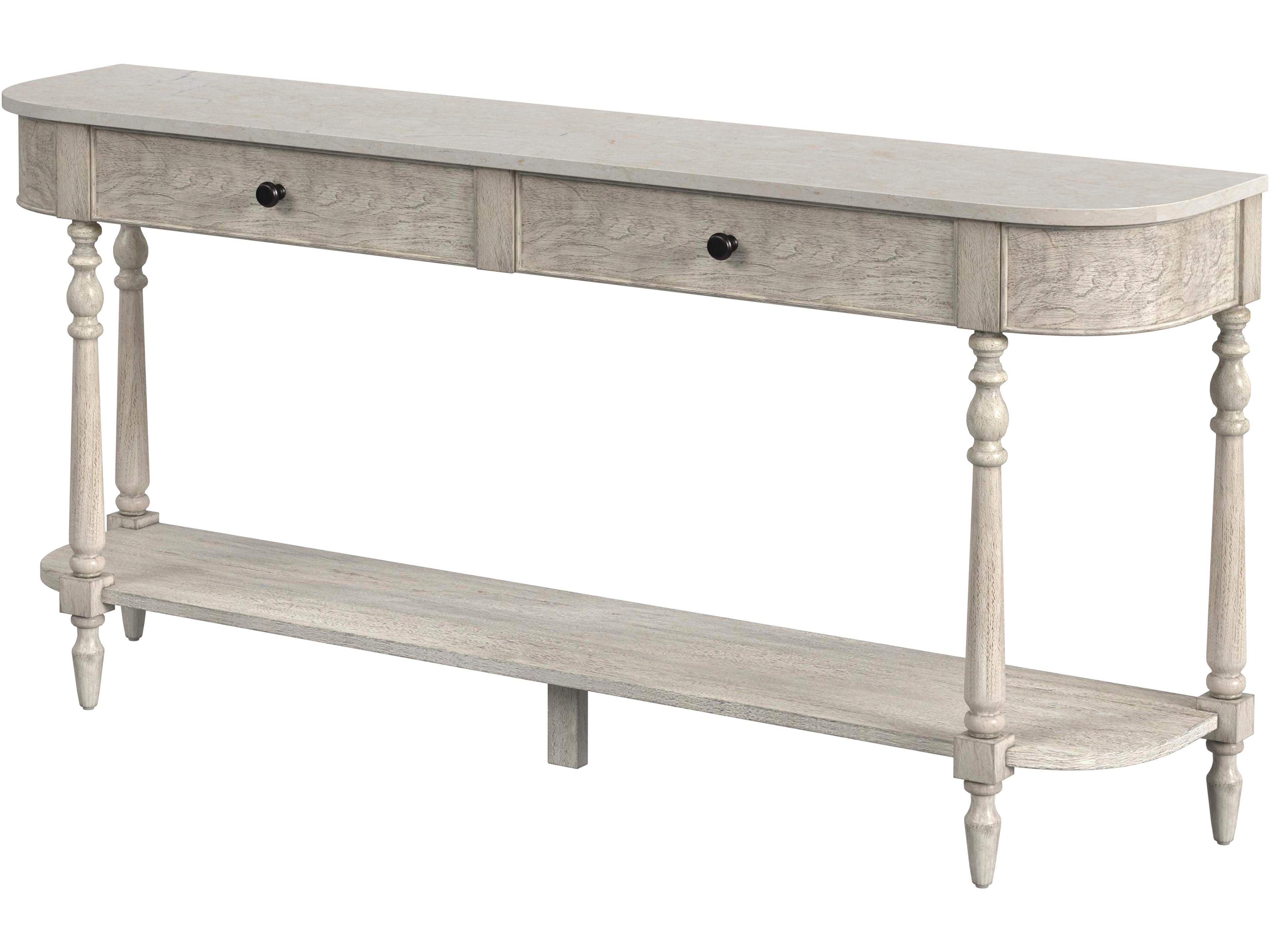Danielle Demilune Marble Rustic Gray Console Table