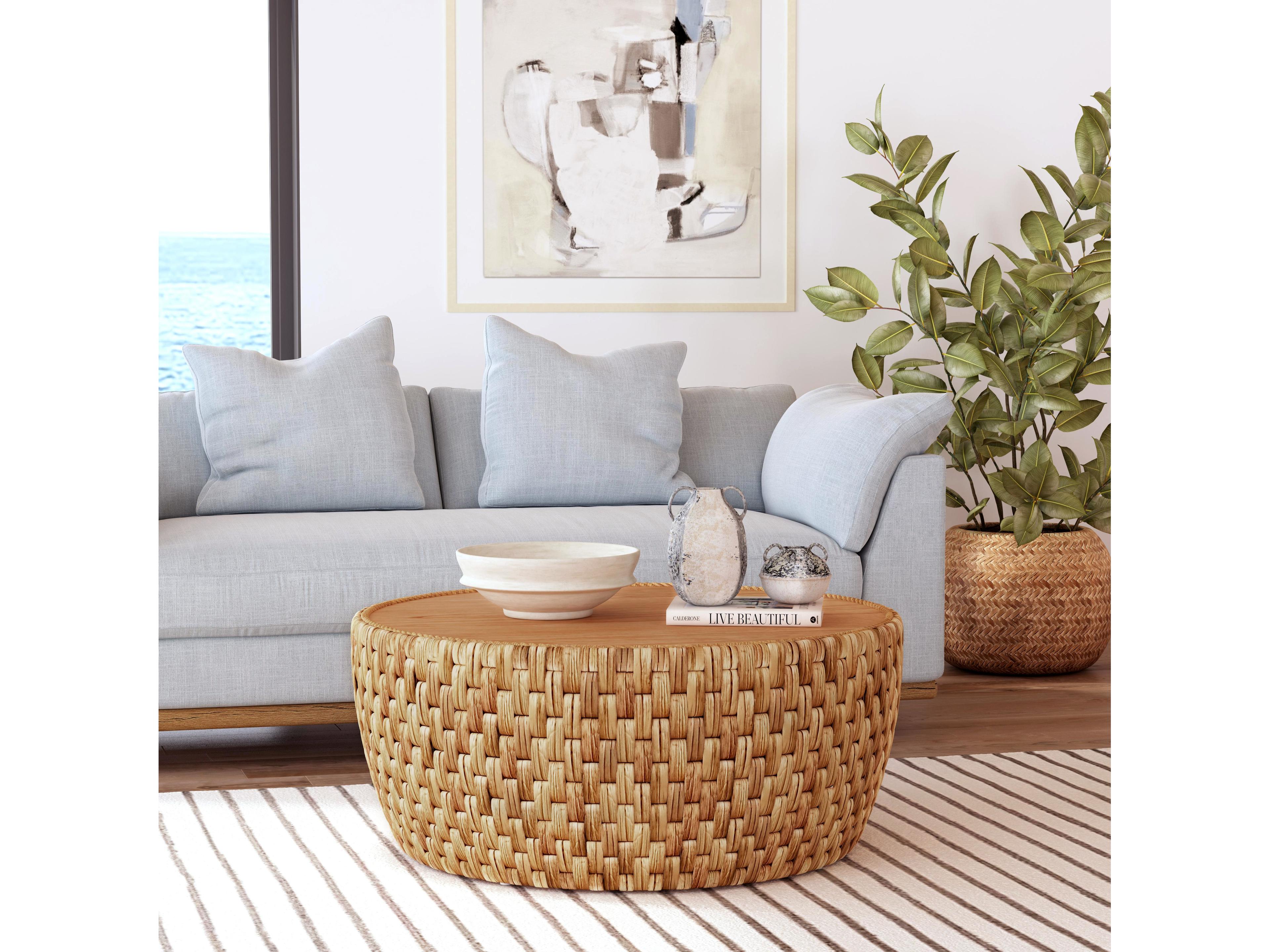 Butler Captiva Round Wood Natural Rattan Coffee Table