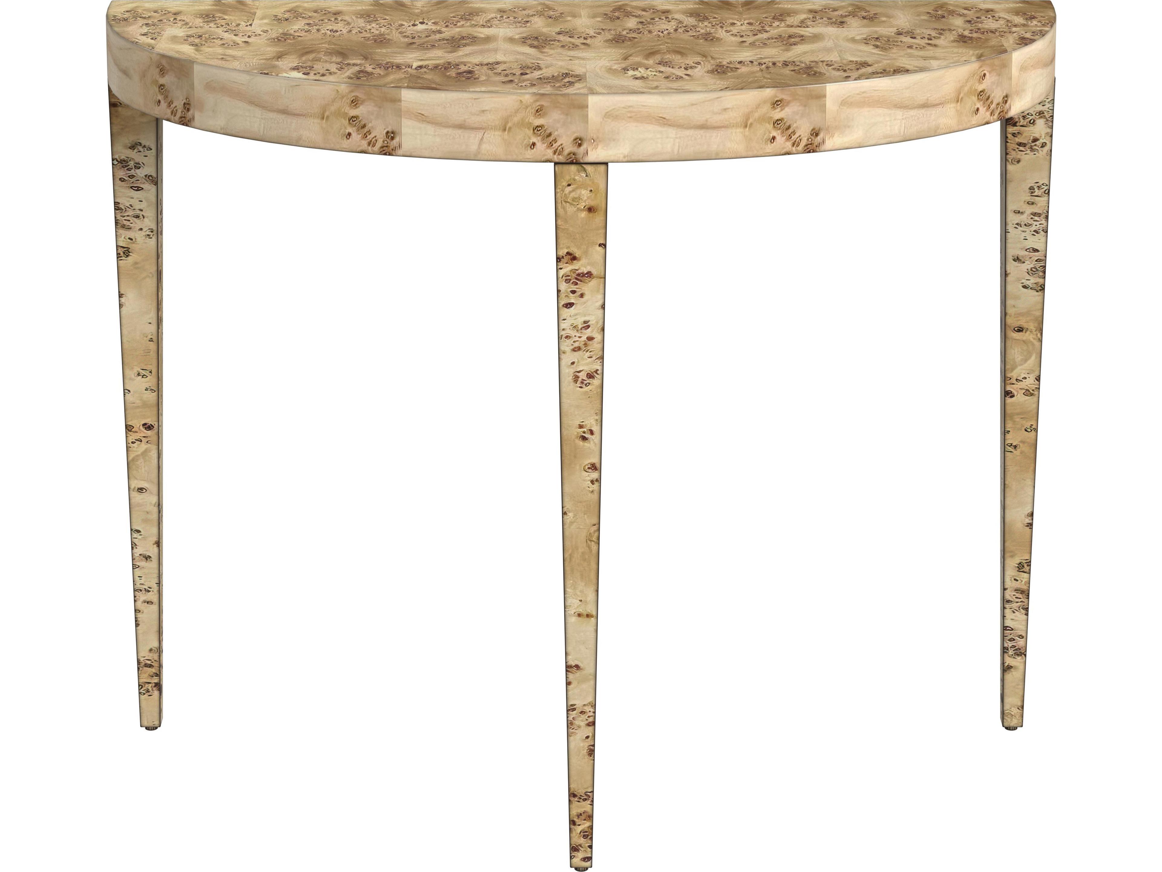 Ingrid Demilune Wood Light Burl Console Table