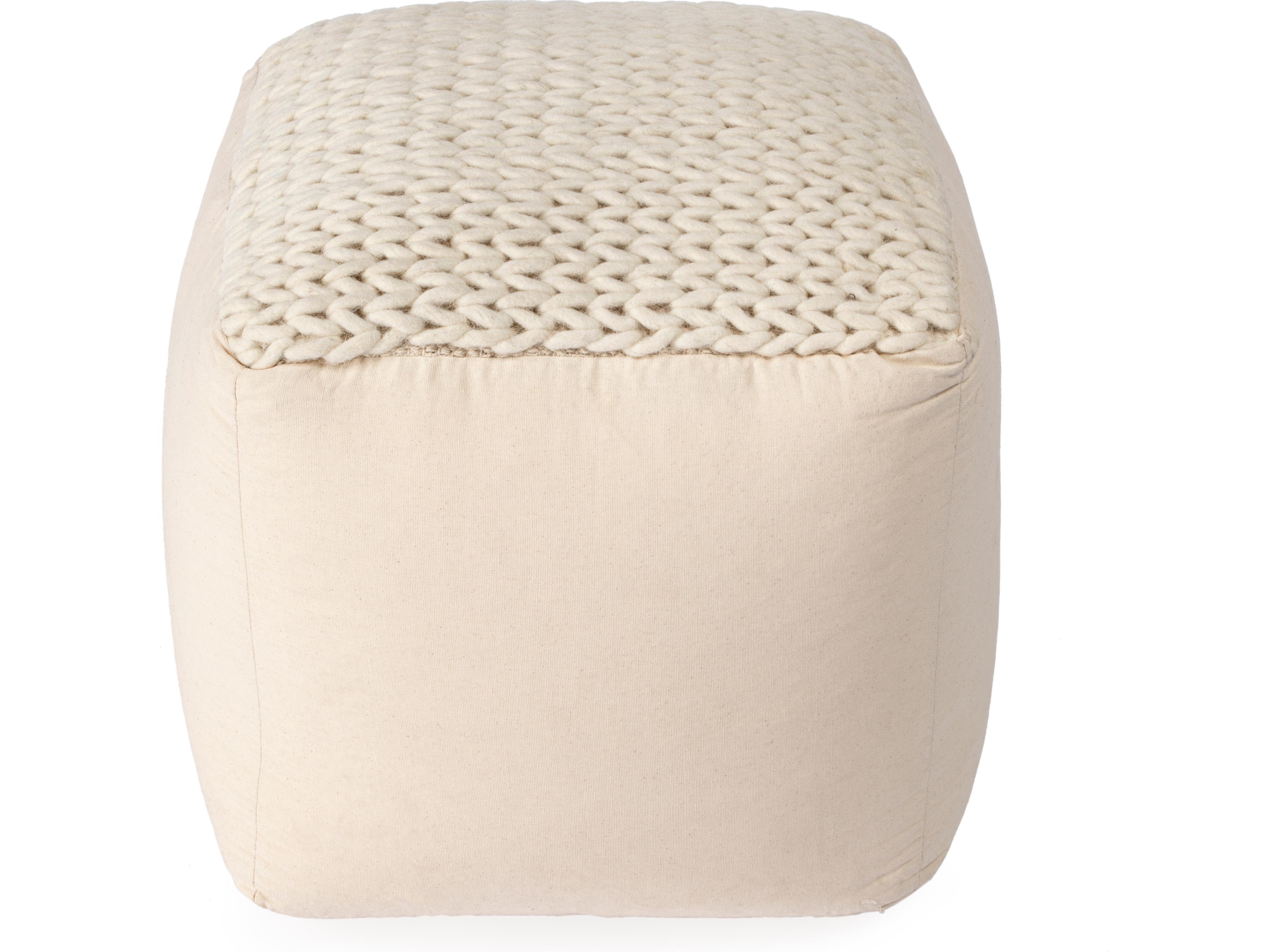 Butler Fernandos Beige Diamond Cream Upholstered Pouf