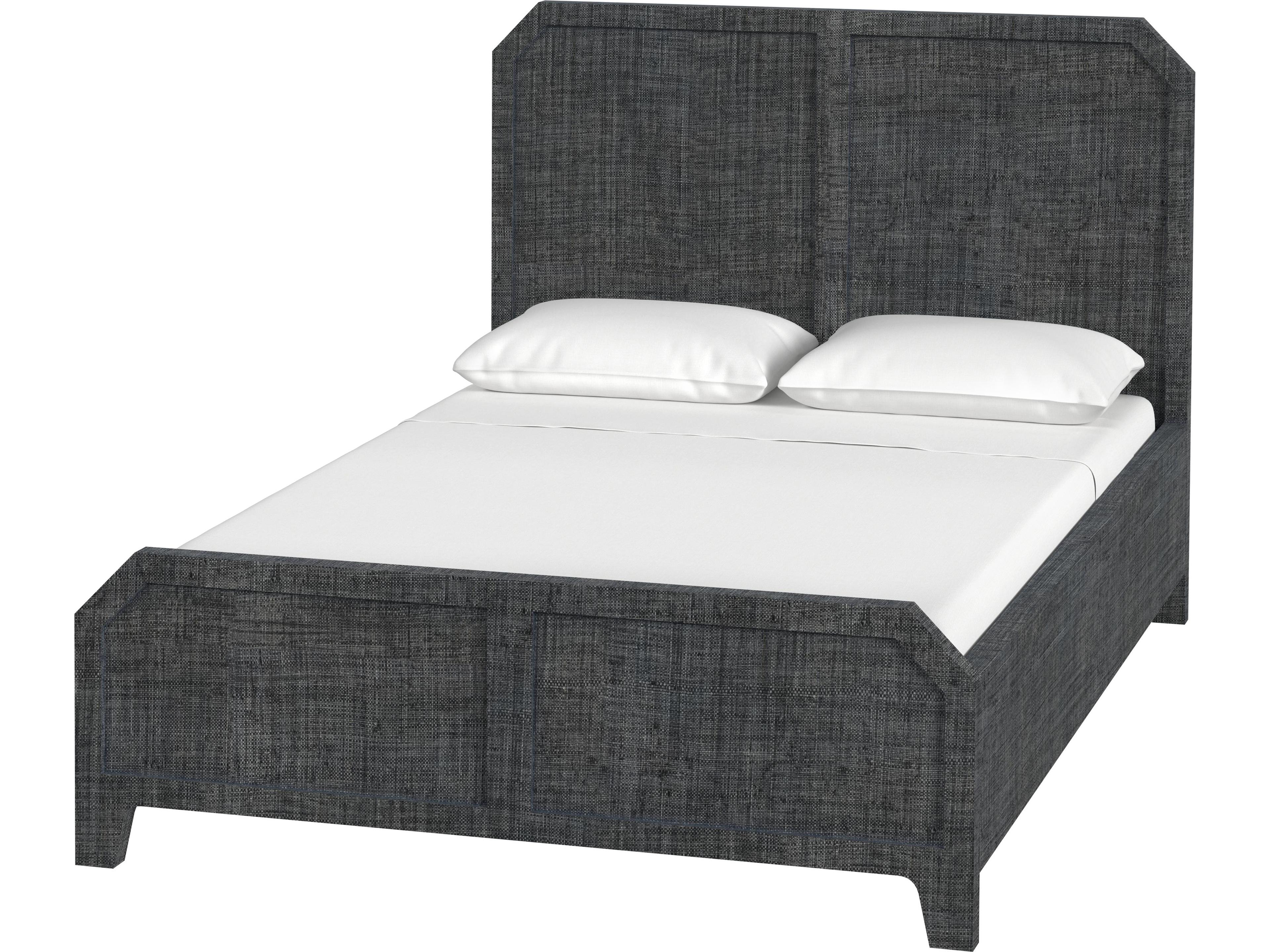 Bar Harbor Charcoal Raffia Gray Wood Queen Panel Bed