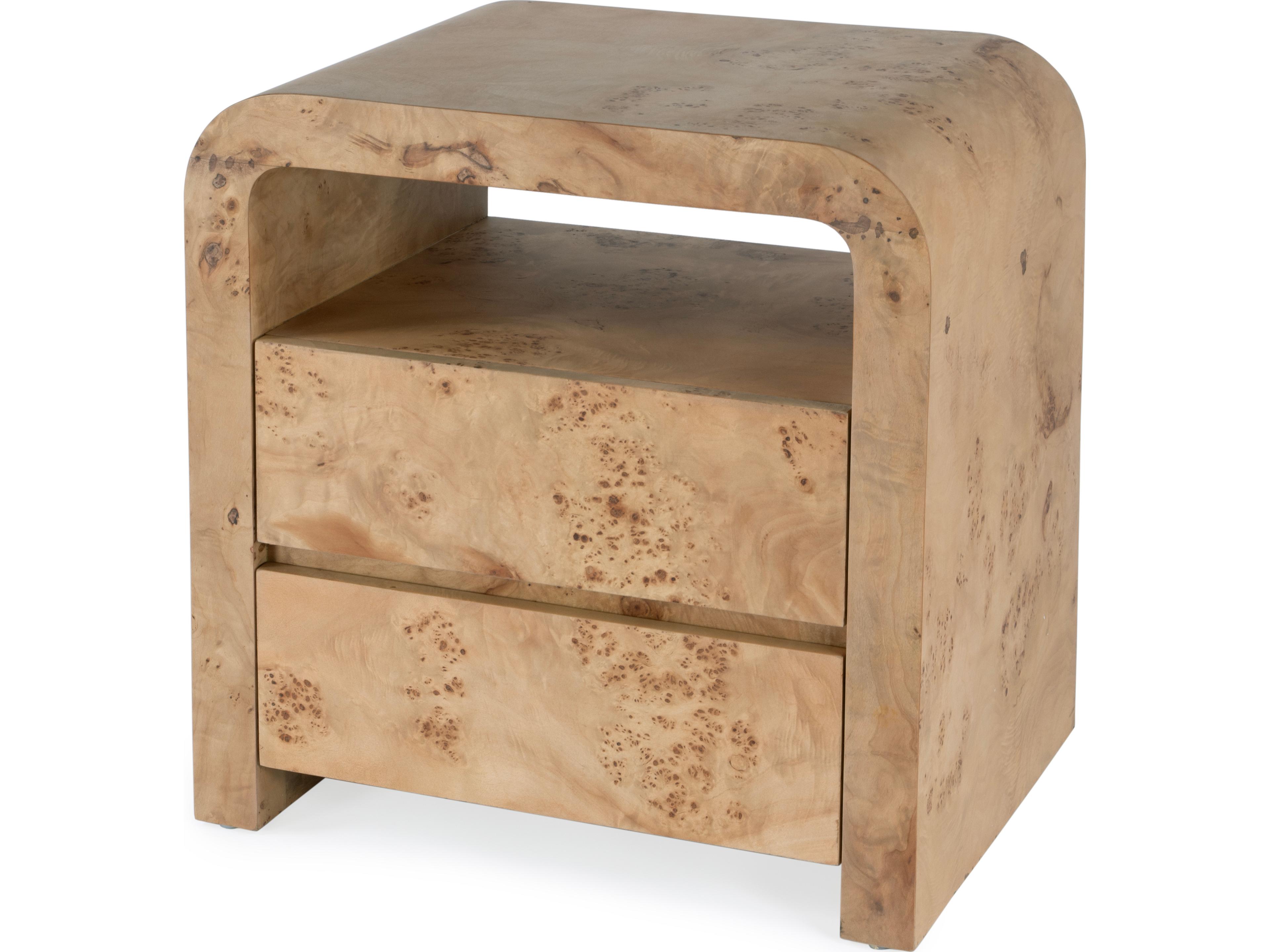 Cora 2-Drawers Brown Rubberwood Nightstand