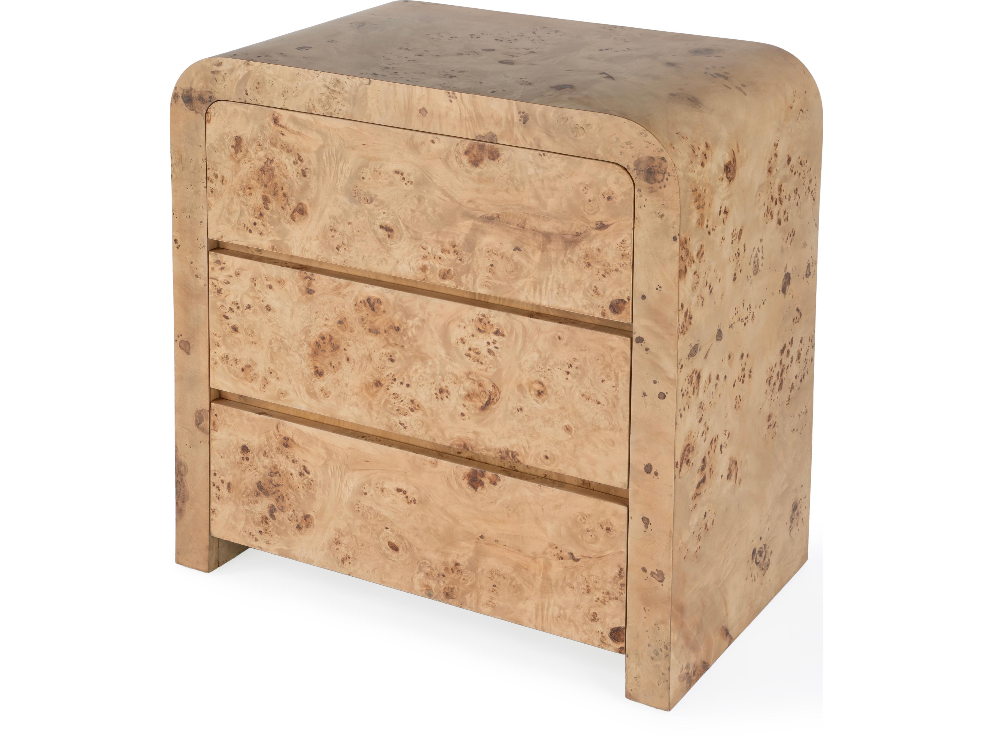 Cora 3-Drawers Brown Rubberwood Dresser