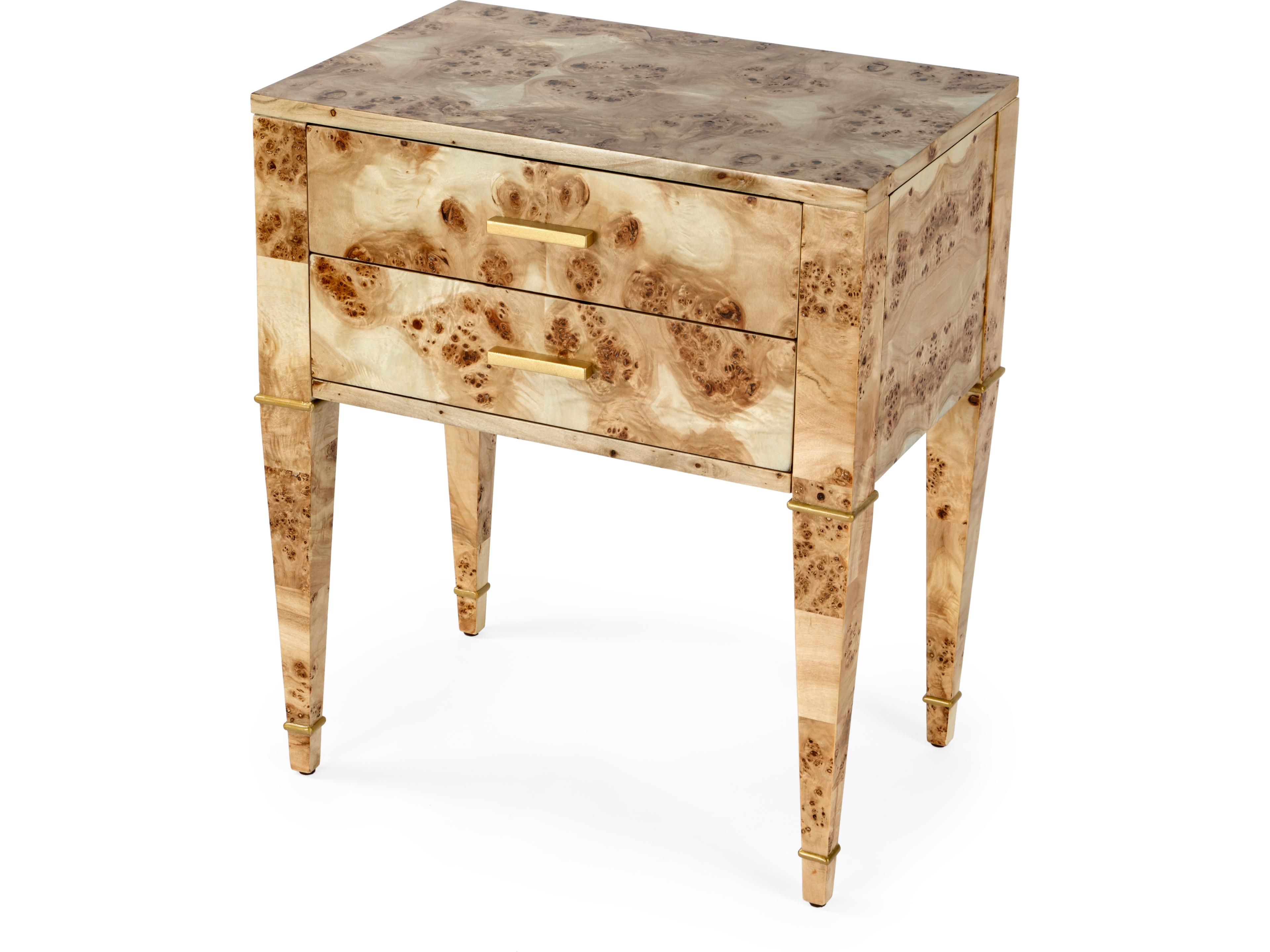 Kai Rectangular Wood Light Burl End Table