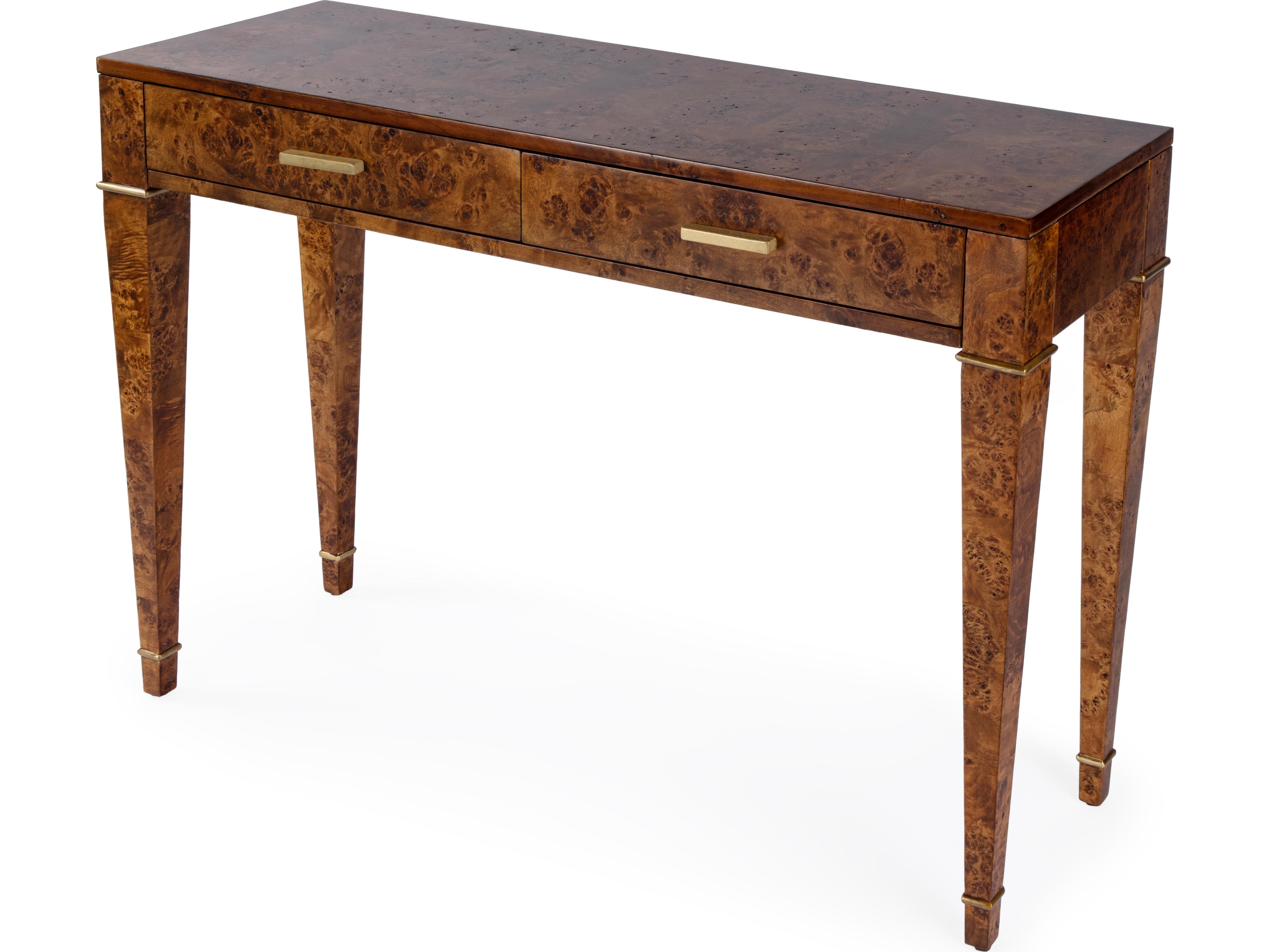 Kai Rectangular Wood Traditional Burl Console Table