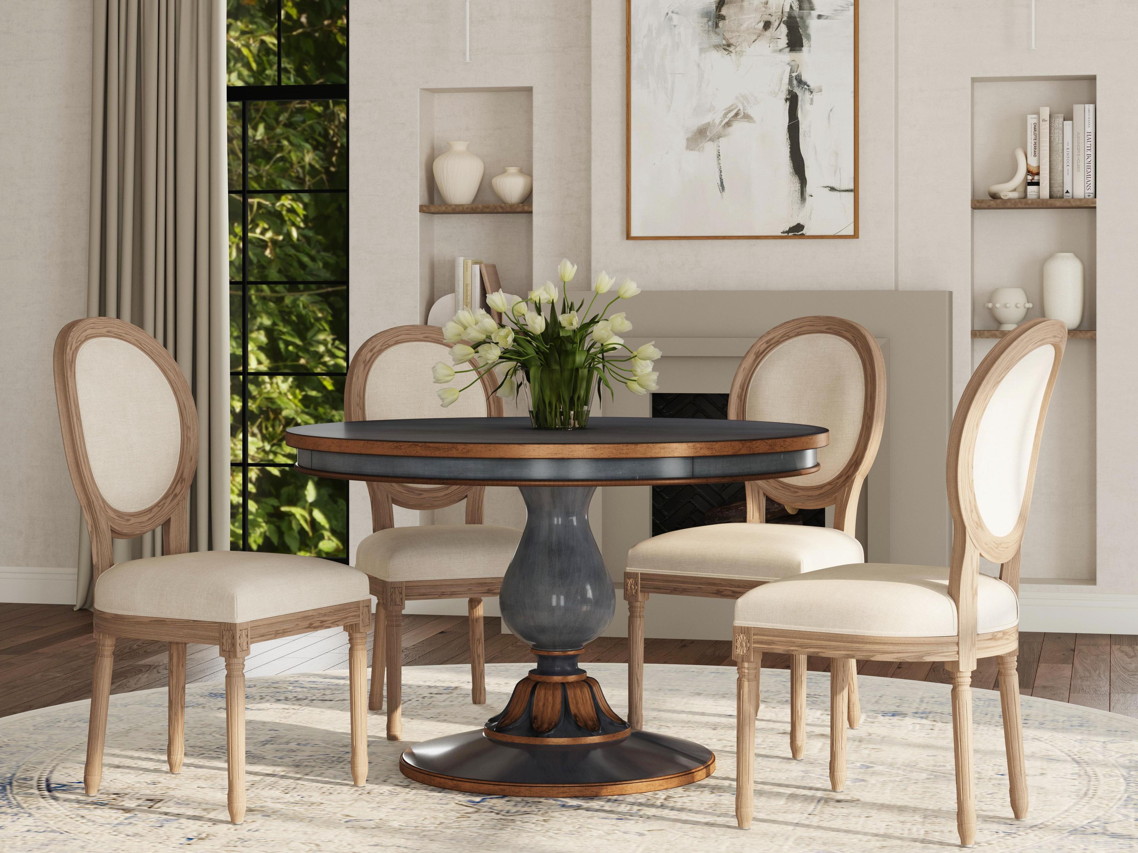 Butler Evie Round Wood Pastel Blue Dining Table