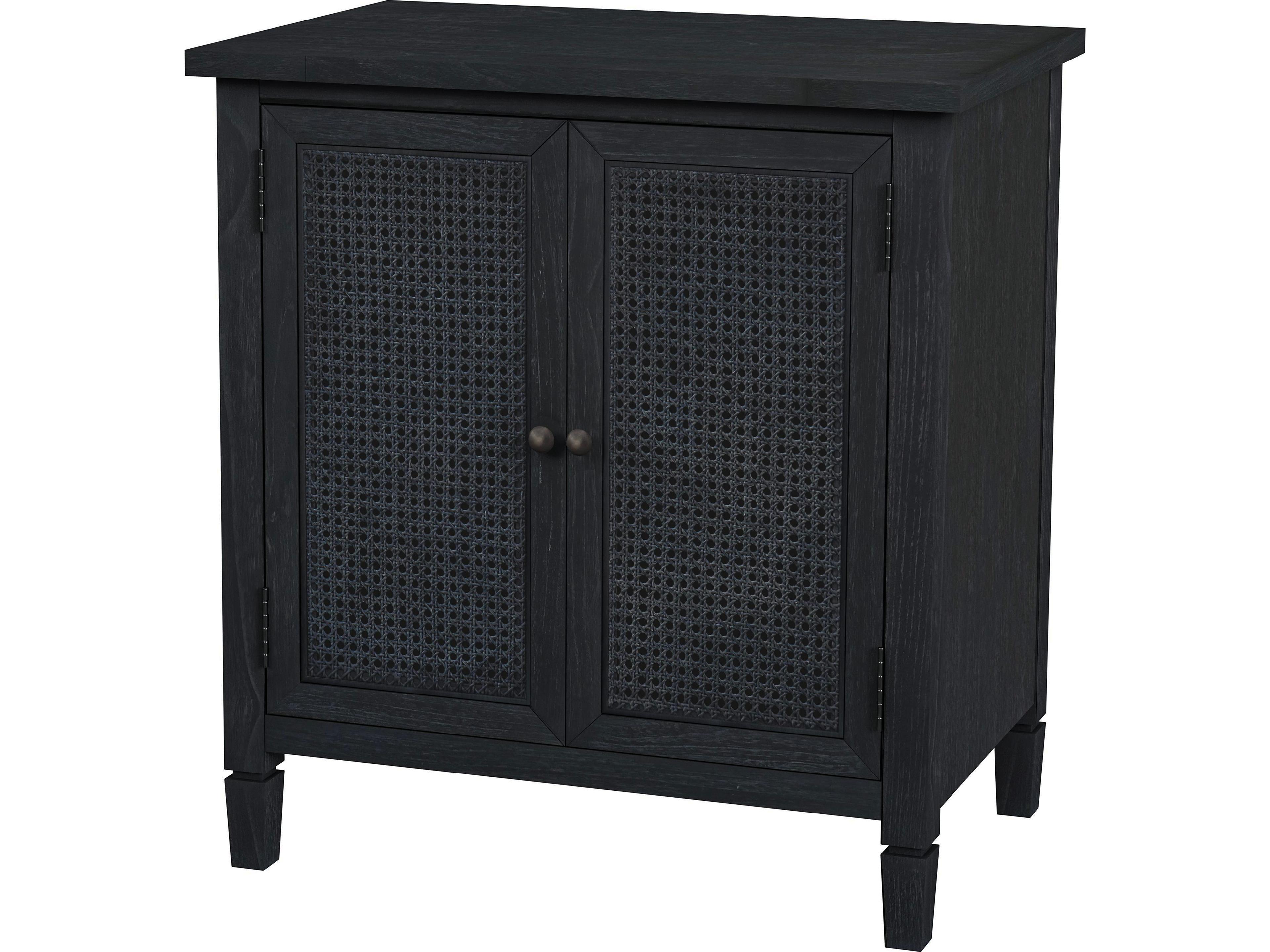 Flagstaff Black Cane Mindi Wood Accent Cabinet