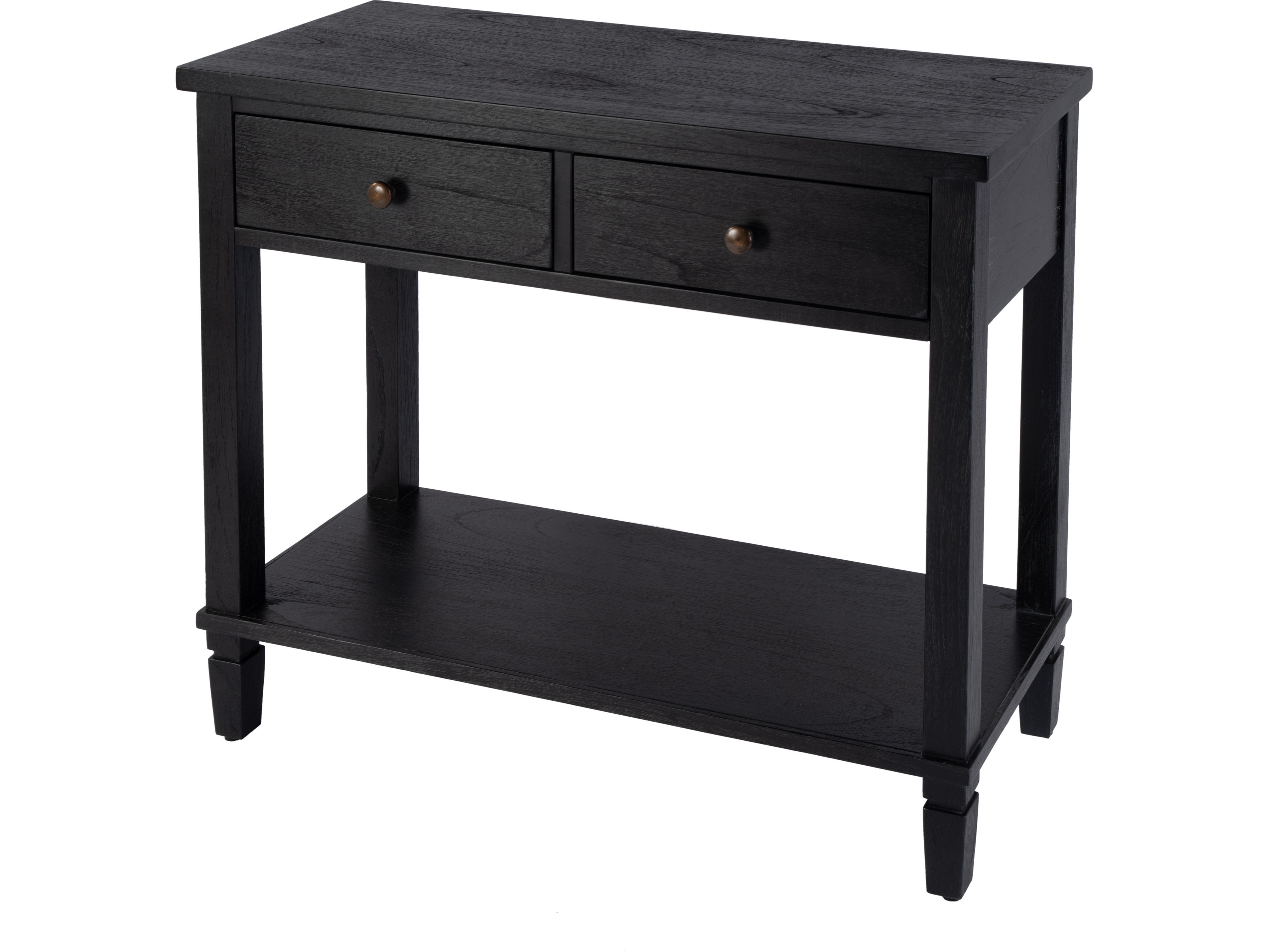 Flagstaff Rectangular Wood Washed Black Console Table