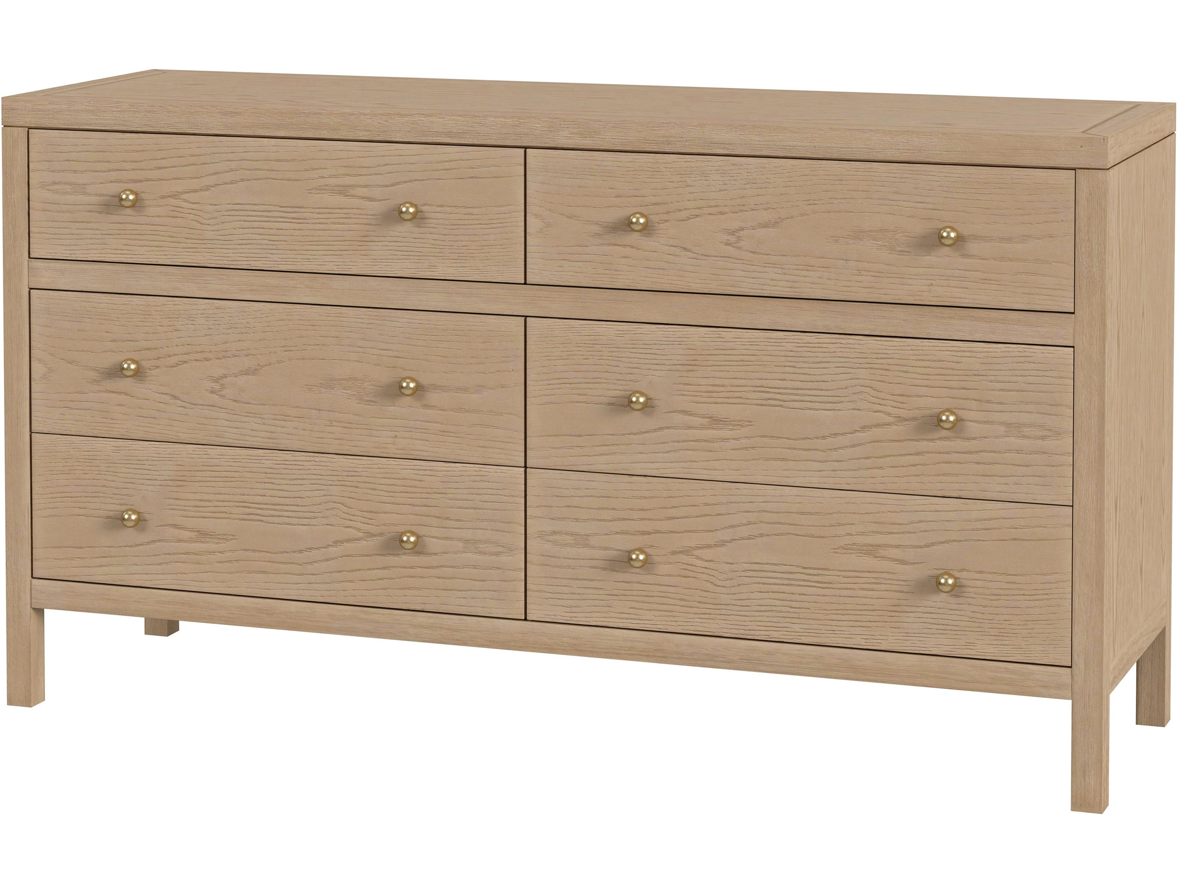 Nora 6-Drawer Dresser in Light Oak with Acacia Wood
