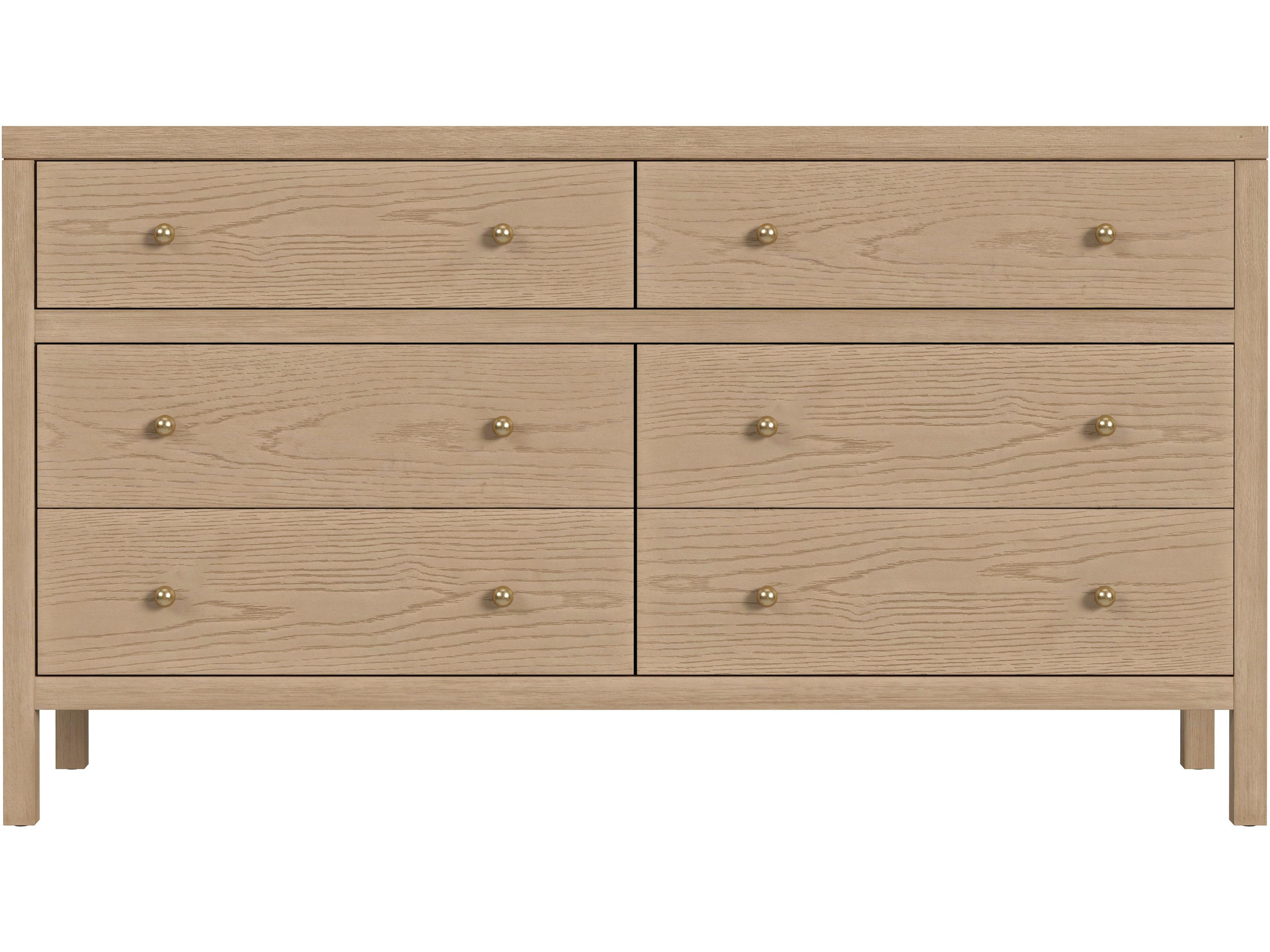 Butler Nora 6-Drawers Natural Acacia Wood Double Dresser