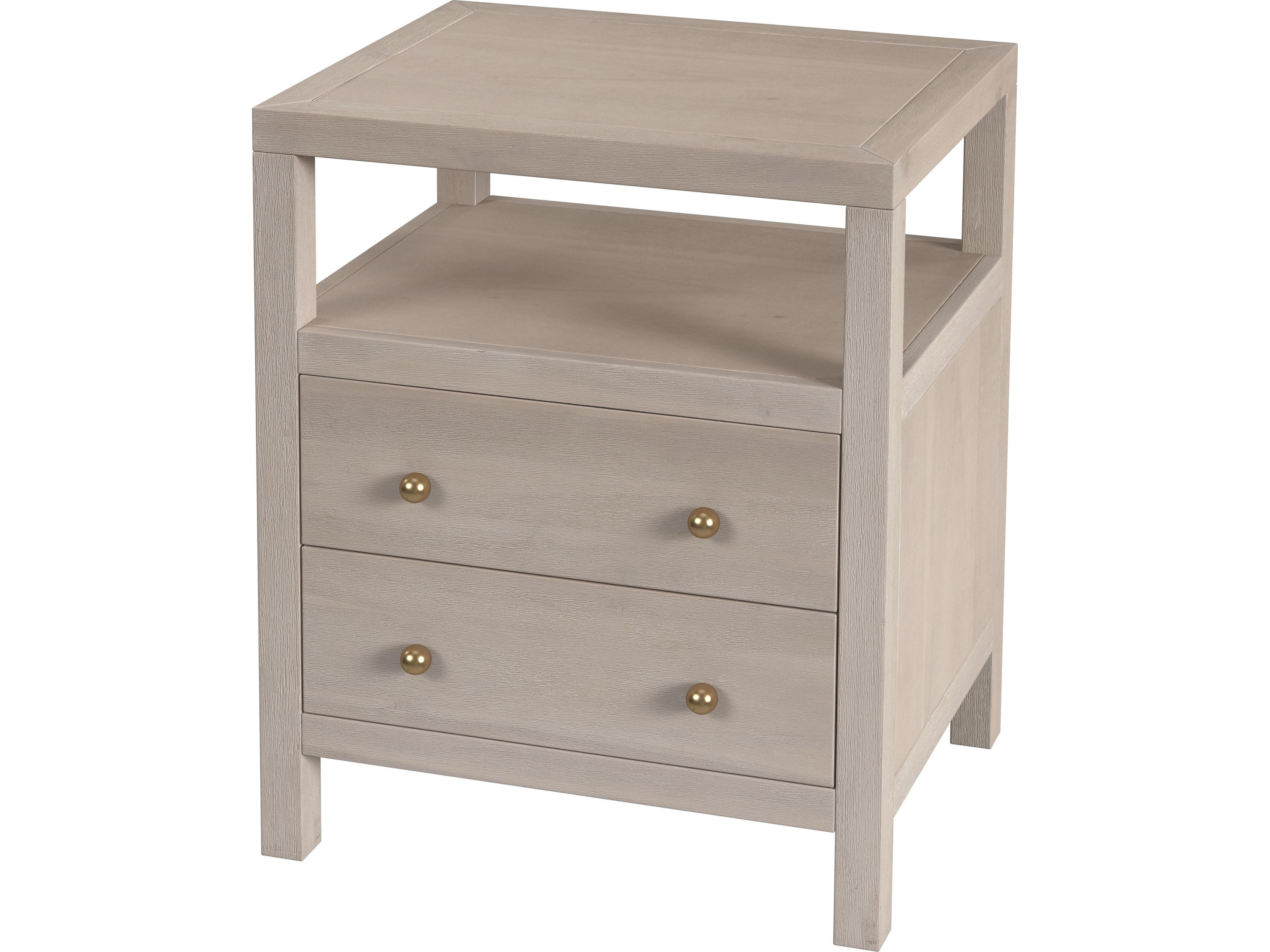 Nora 2-Drawers Beige Acacia Wood Nightstand