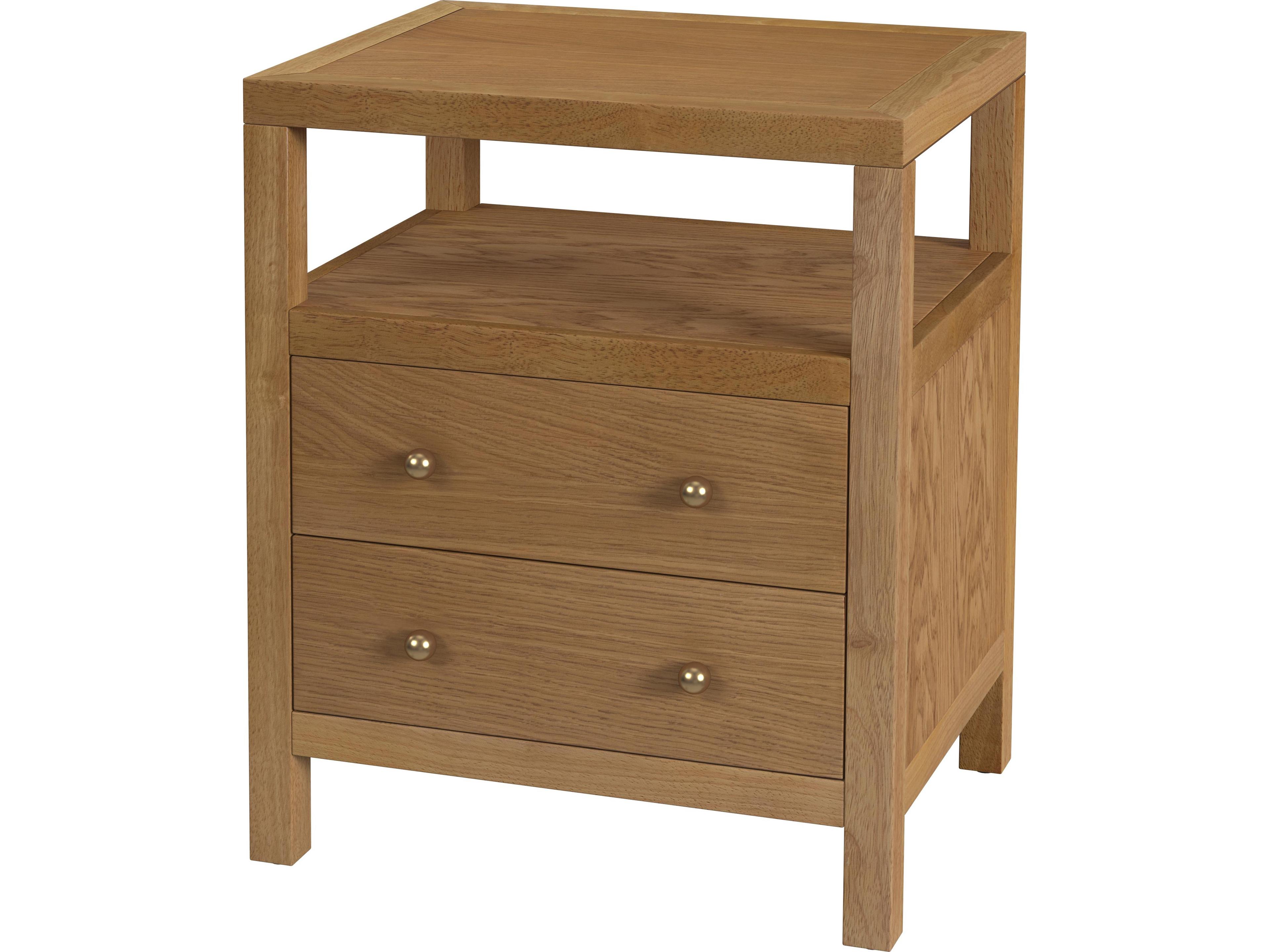 Nora 2-Drawers Oak Wood Nightstand