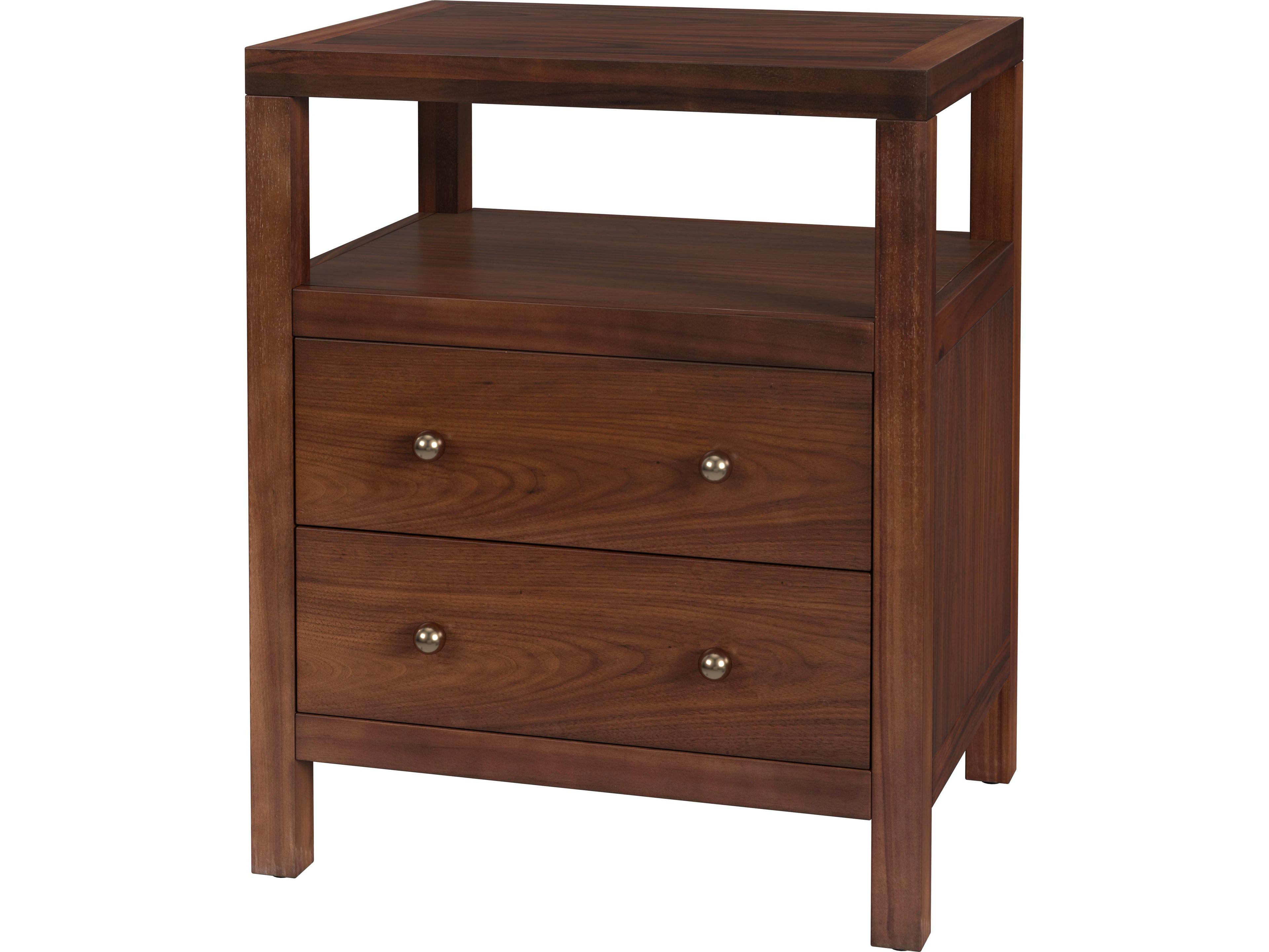 Nora 2-Drawers Brown Acacia Wood Nightstand