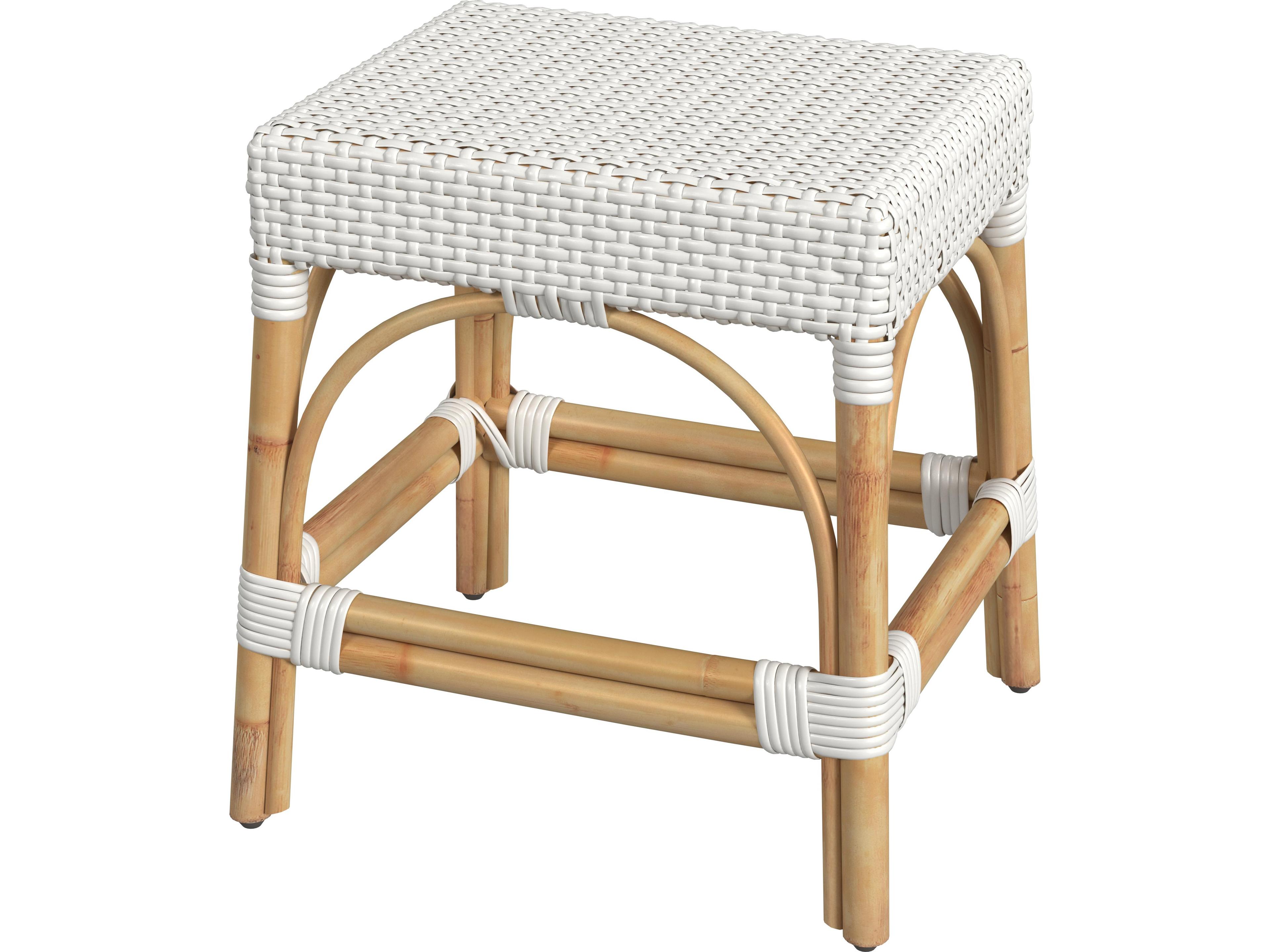 Robias Smooth White Rattan Table Stool