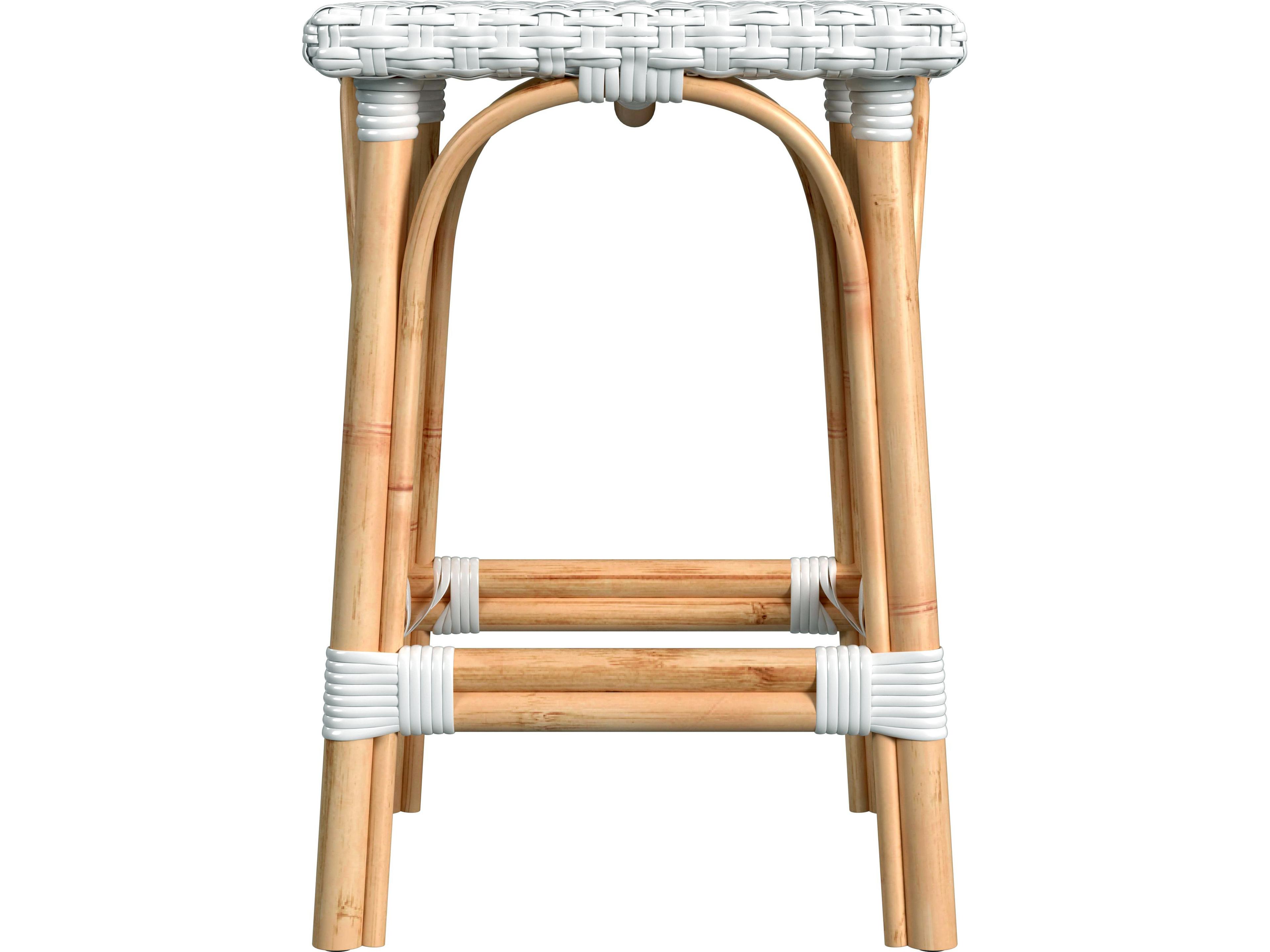 Butler Riviera Glossy White Natural Rattan Frame Counter Stool