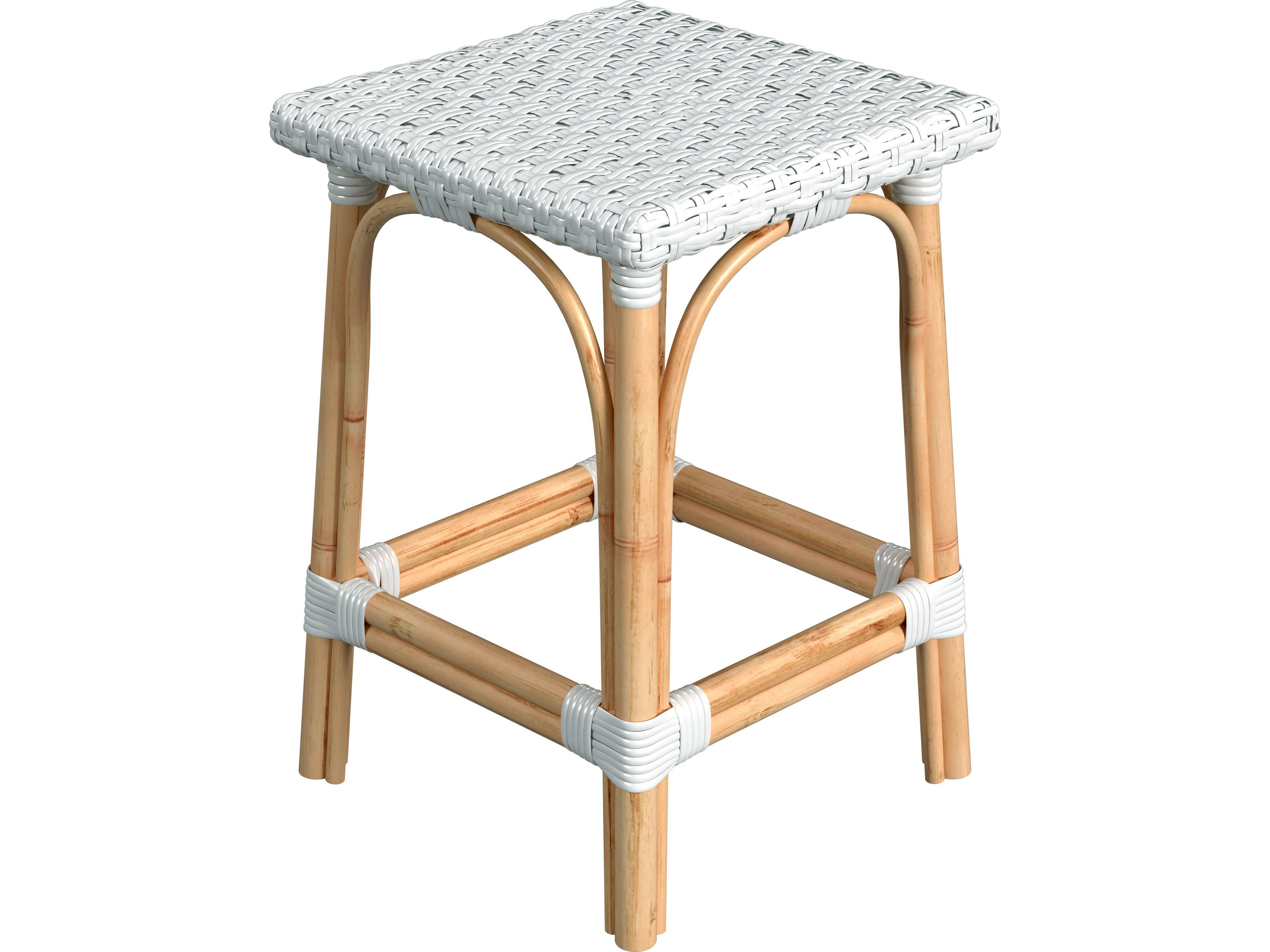 Butler Riviera Glossy White Natural Rattan Frame Counter Stool