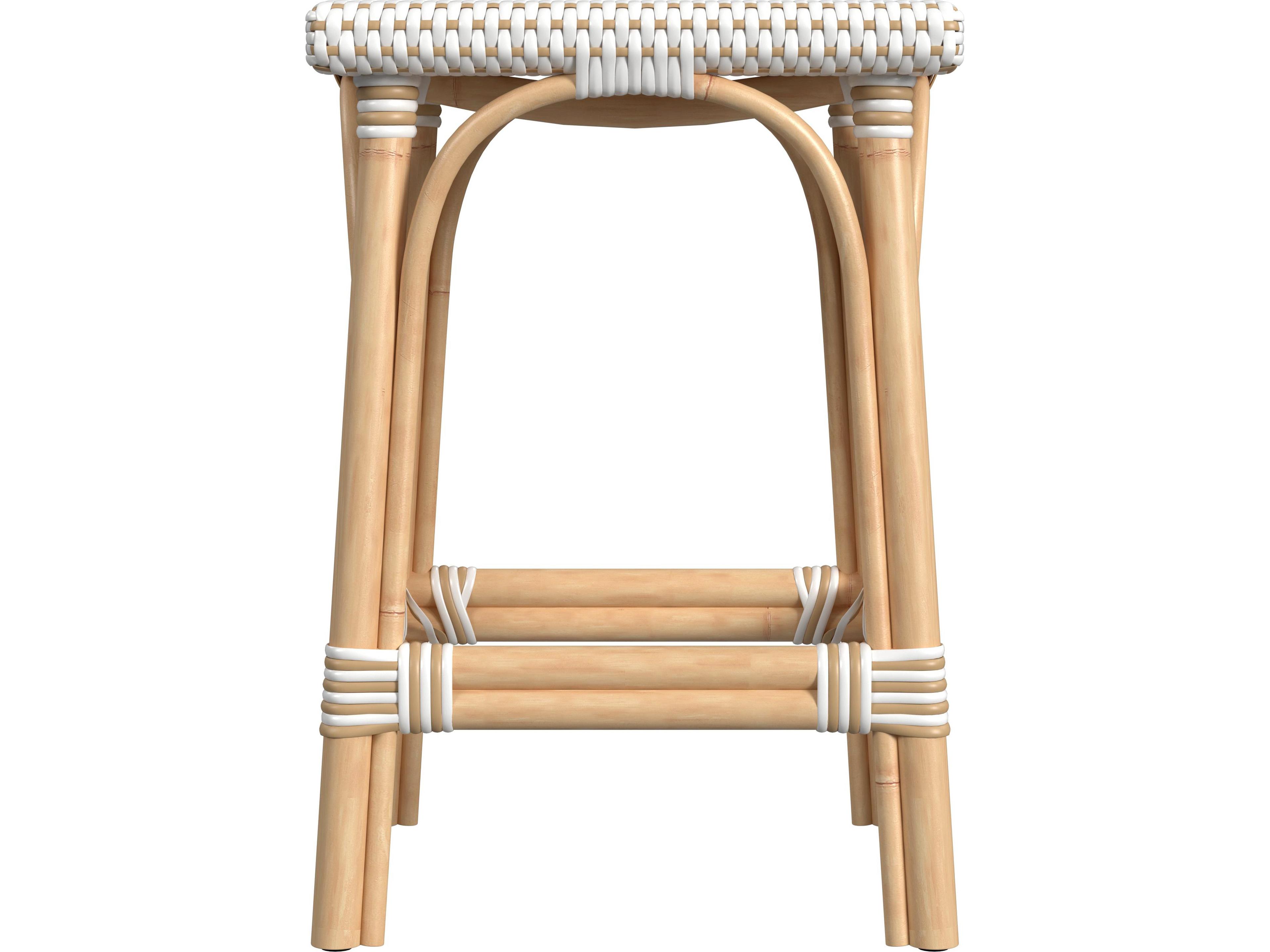 Butler Riviera White tan Dot Natural Rattan Frame Tan And Counter Stool