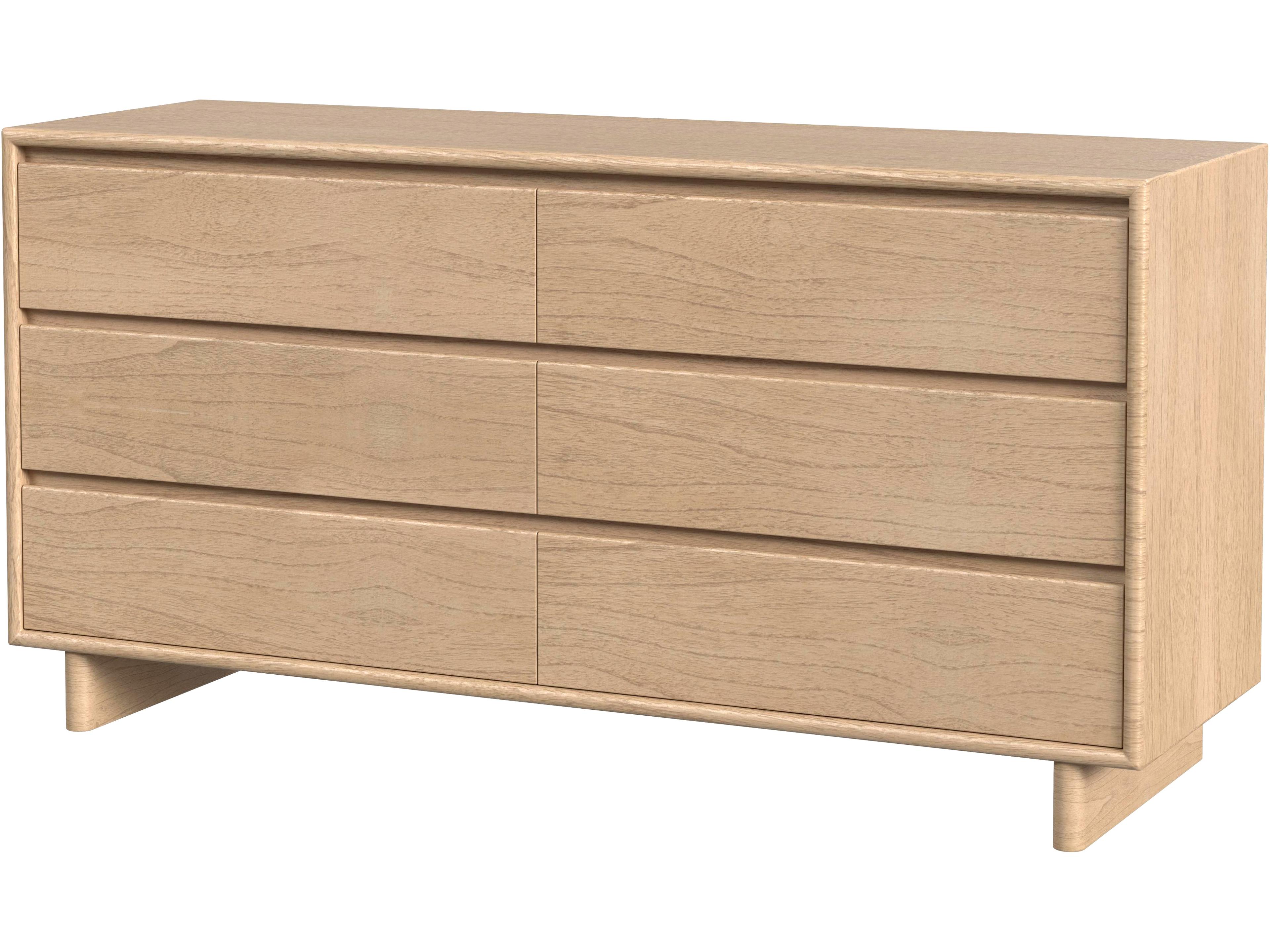 Halmstad 6-Drawers Natural Mindi Wood Double Dresser