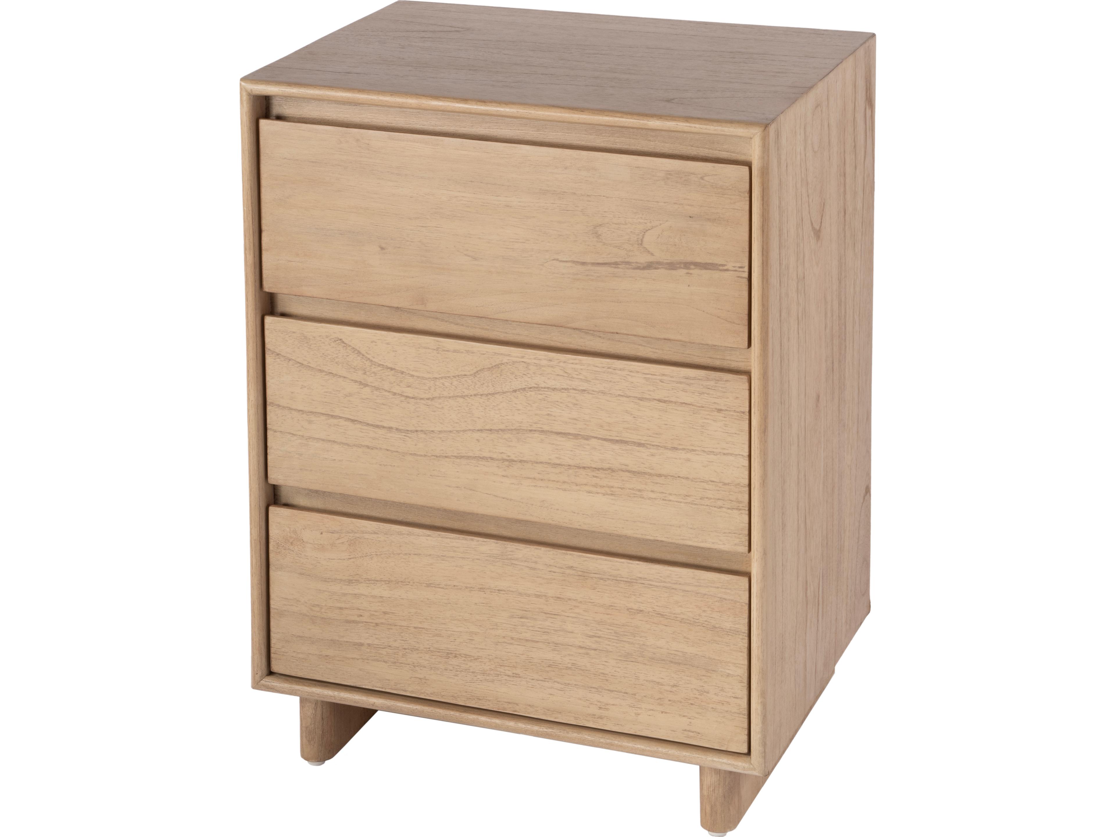 Halmstad 3-Drawers Natural Mindi Wood Nightstand