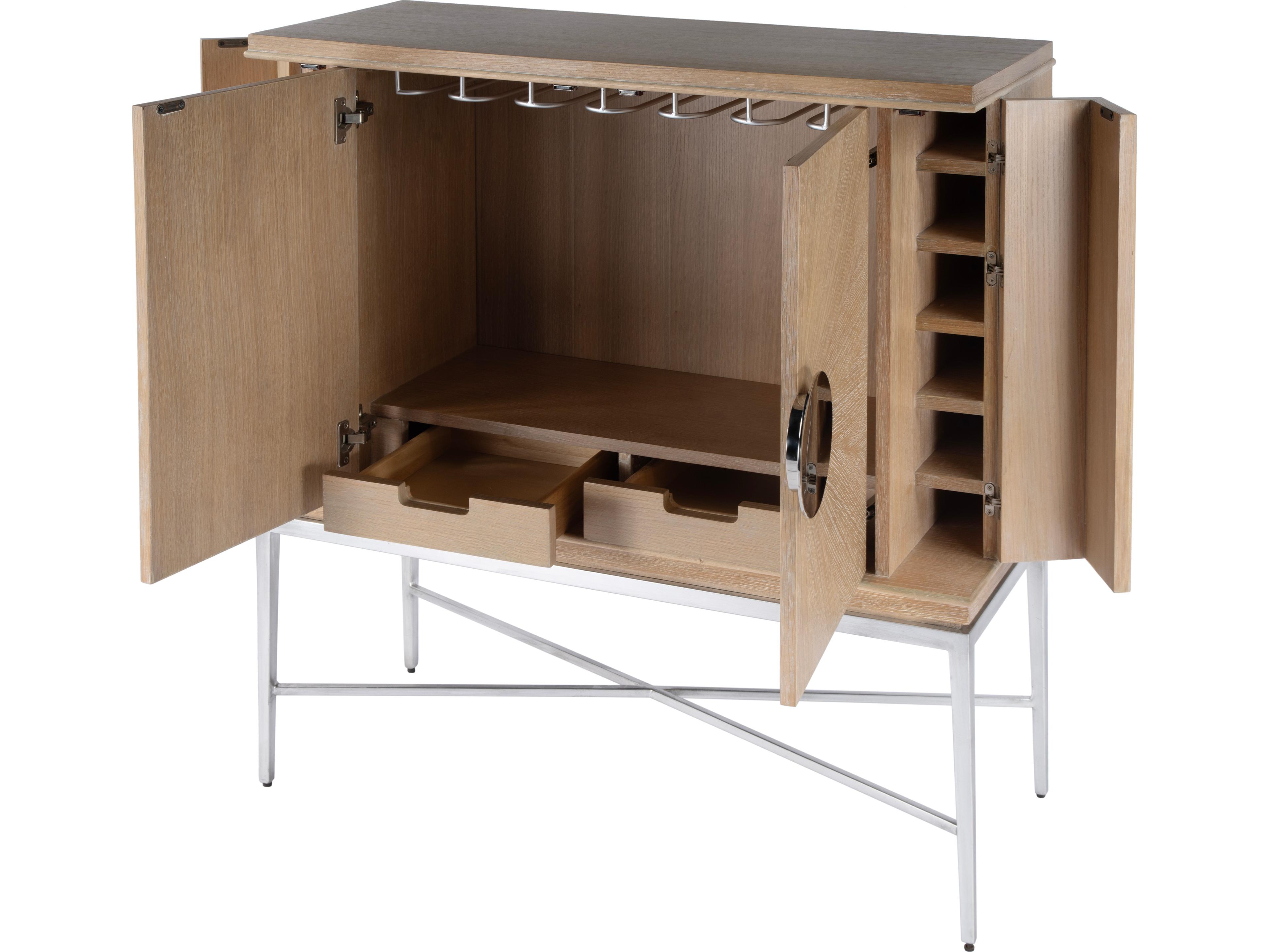 Butler Joanie Oak Wood Tan Beige Wine Cabinet