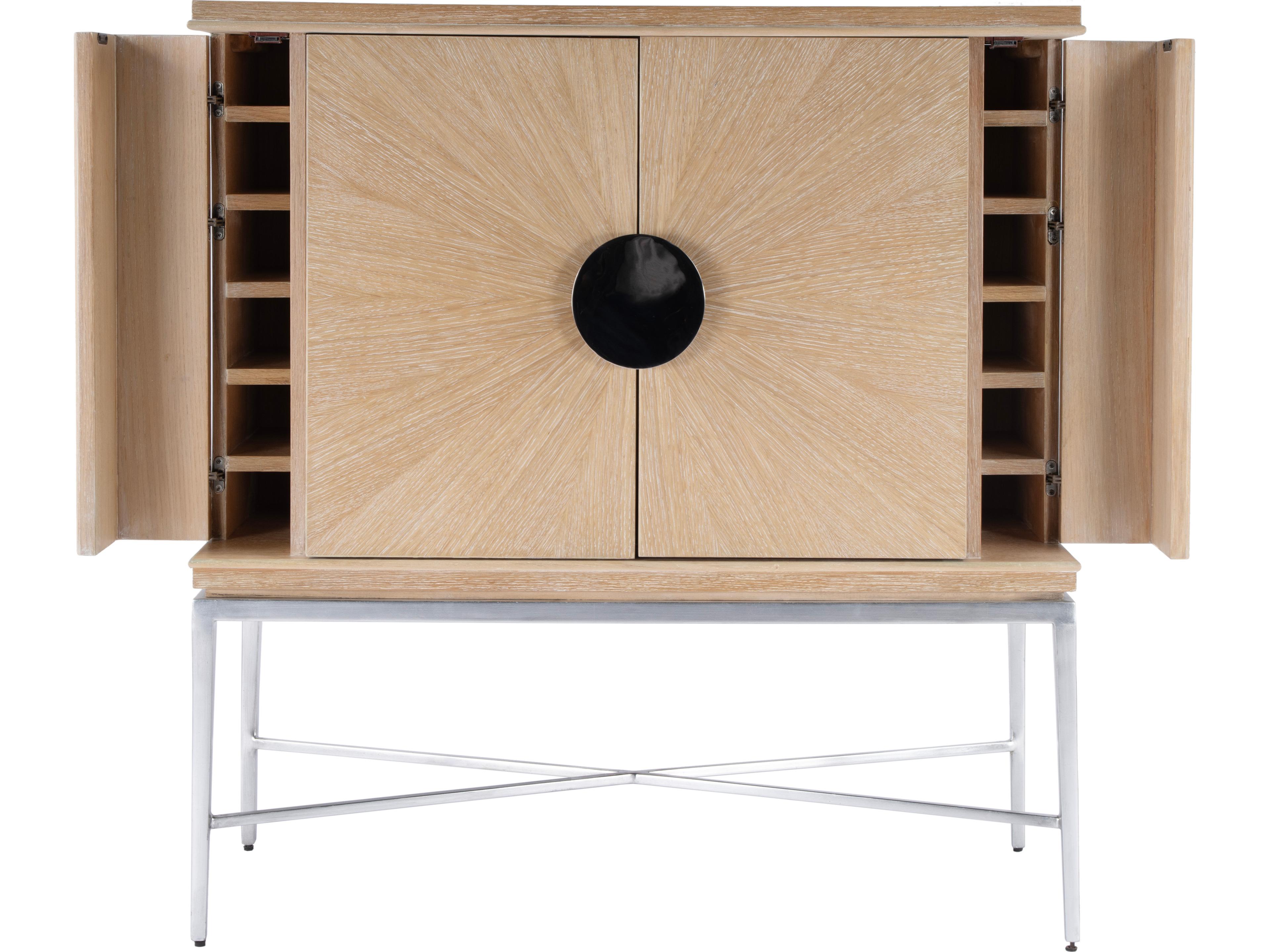 Butler Joanie Oak Wood Tan Beige Wine Cabinet