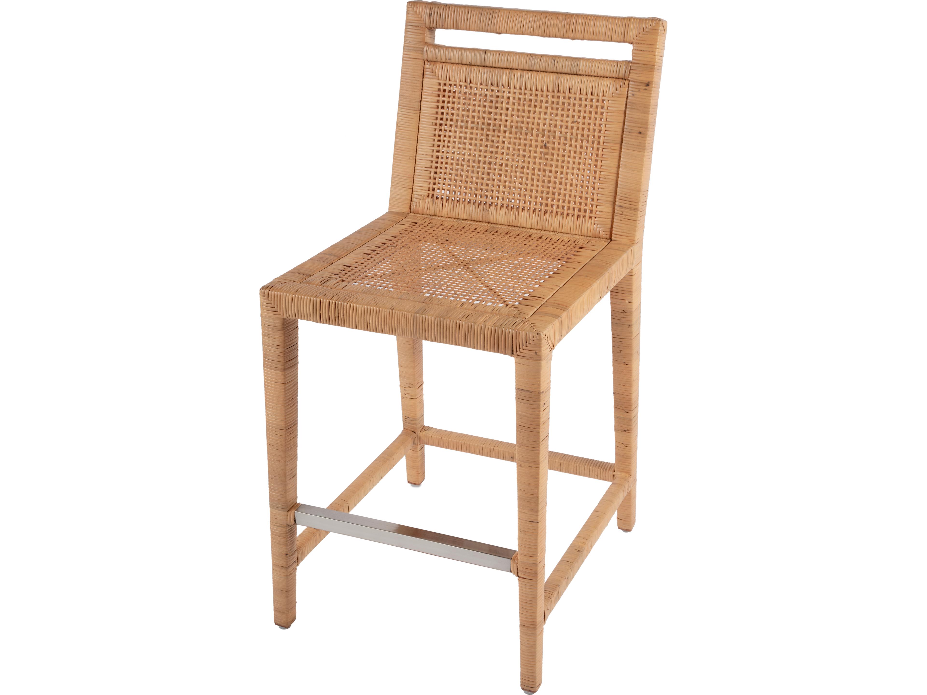 Brielle Natural Rattan Mahogany Wood Counter Stool