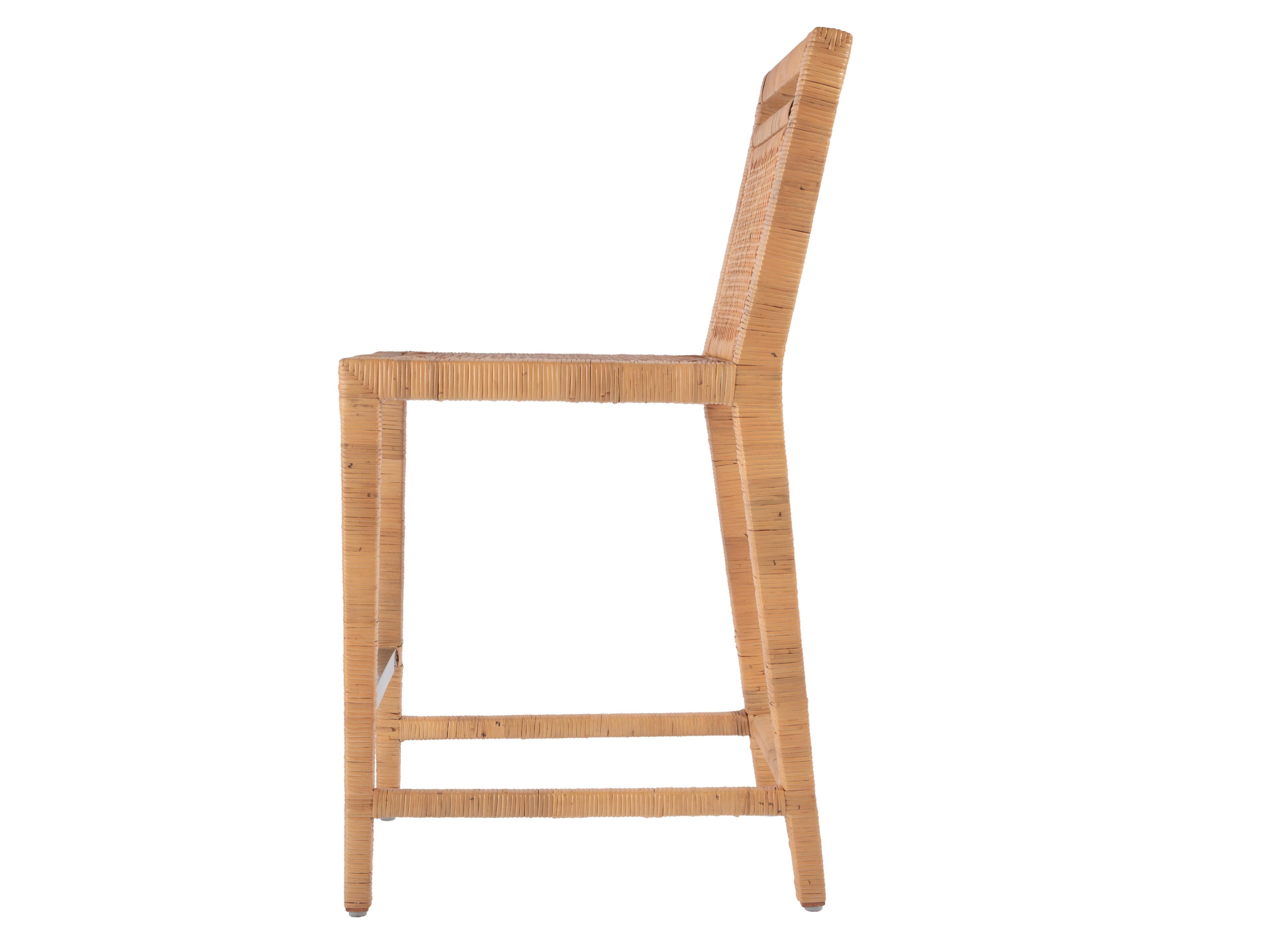 Butler Brielle Natural Rattan Mahogany Wood Counter Stool